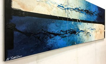 WandbilderXXL XXL-Wandbild Frozen Water 210 x 70 cm, Abstraktes Gemälde, handgemaltes Unikat