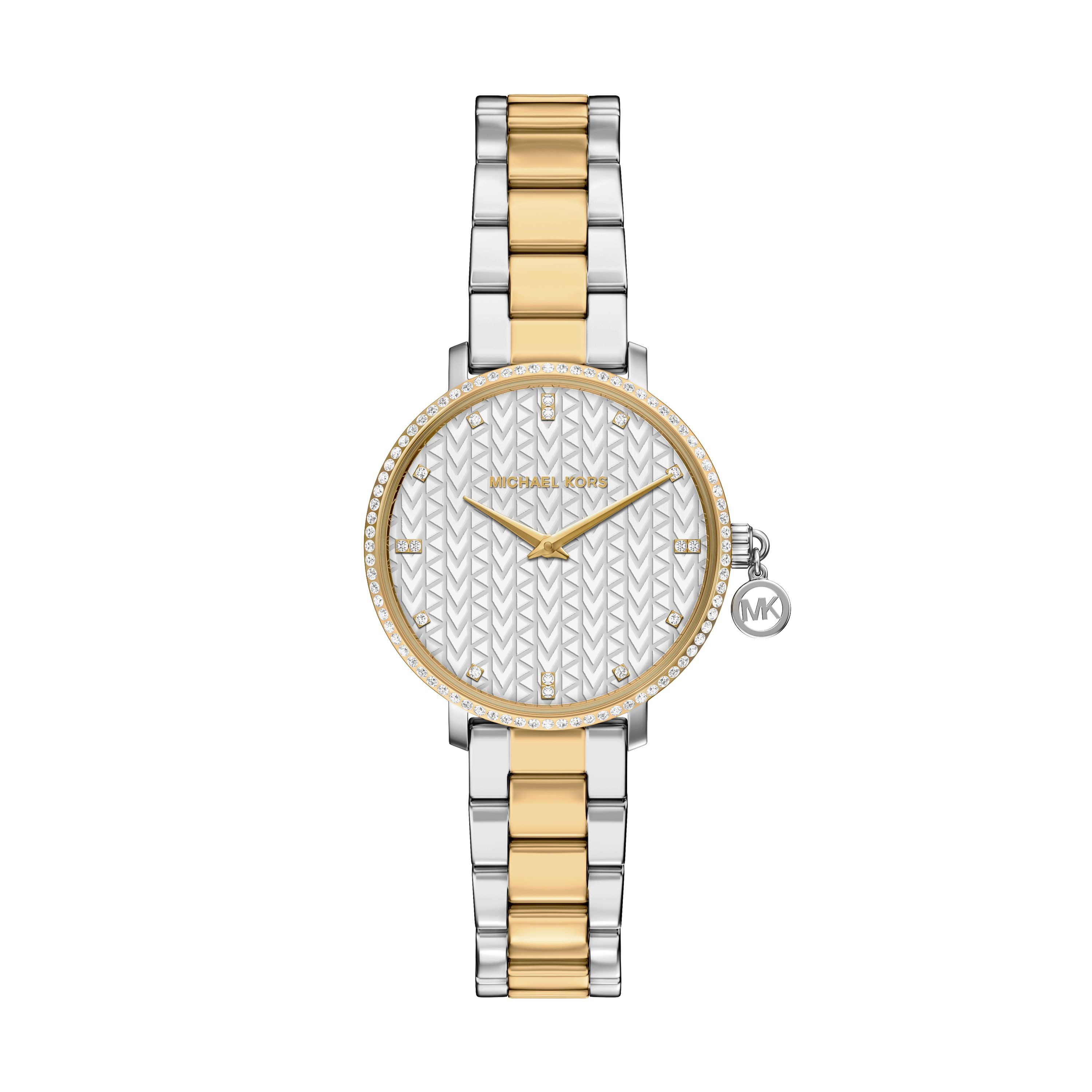 MICHAEL KORS Quarzuhr PYPER MK7574, Armbanduhr, Damenuhr, Edelstahlarmband, analog, Glassteine