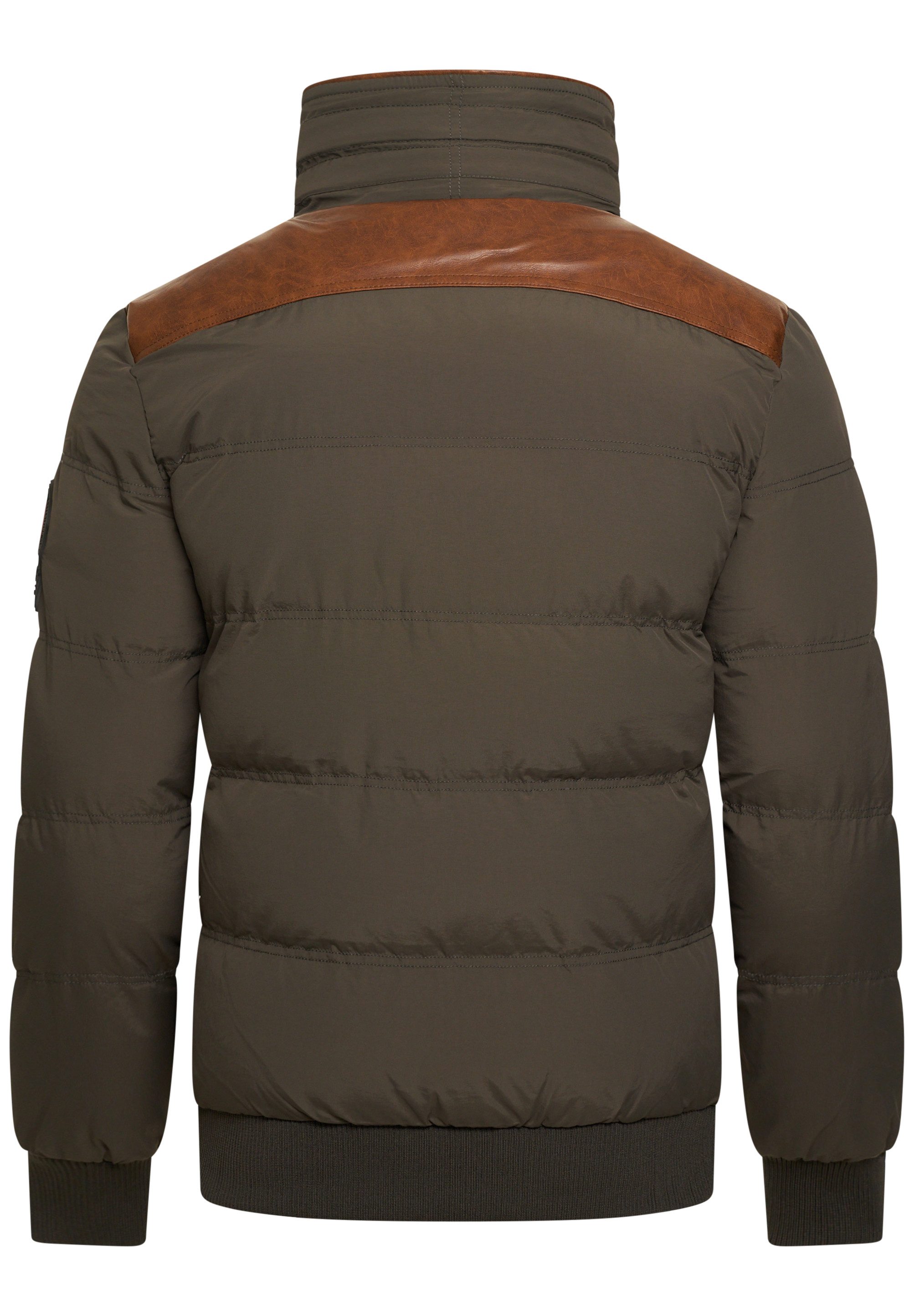 OneRedox Winterjacke ORVARDO Herren warme Pufferjacke mit Kunstfellkragen Steppjacke