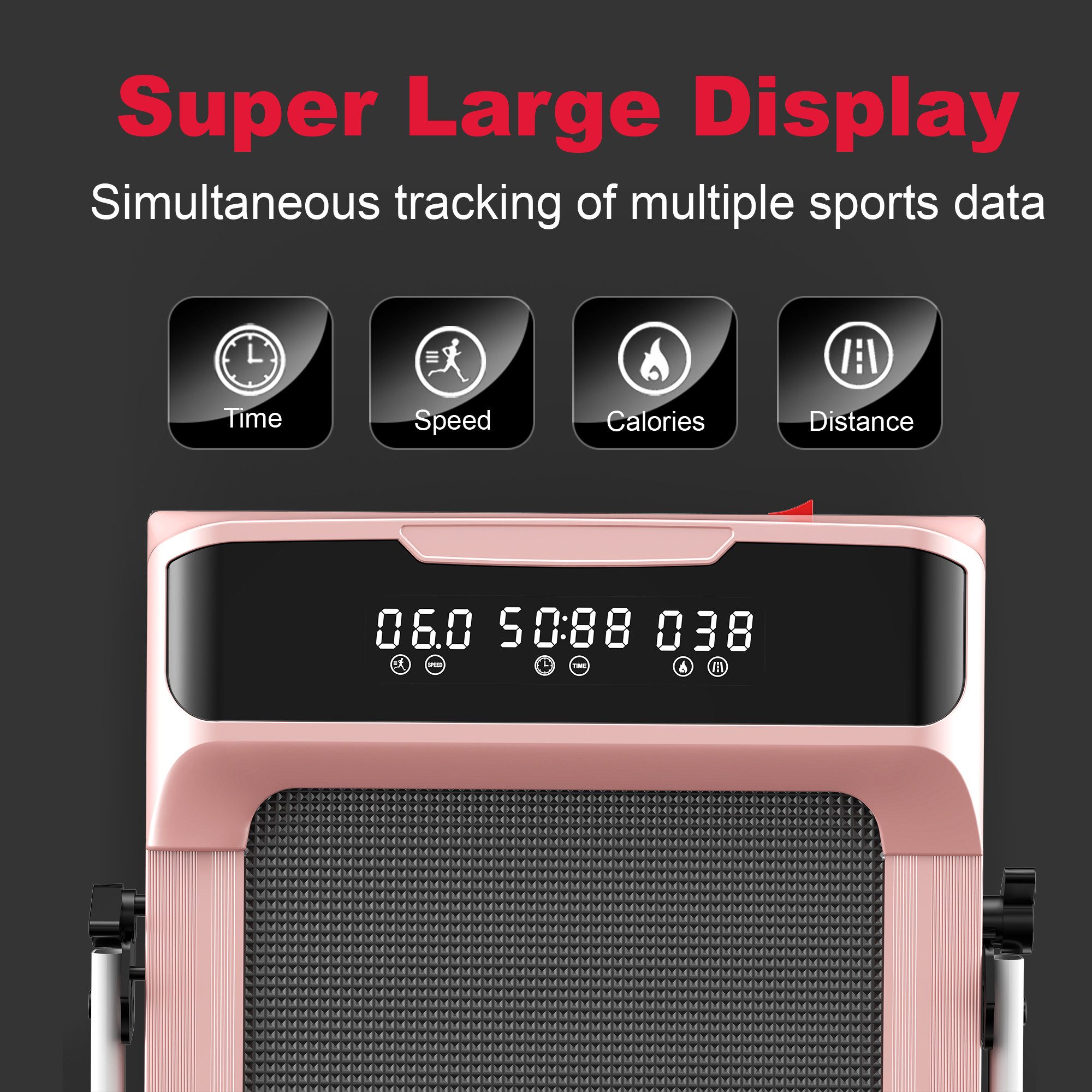 HOMEFITNESSCODE Laufband Klappbares Laufbänder – 2-in-1-Elektrolaufband (mit Armlehnen und LED-Display – Bis 120 kg), Laufband 1–10 km/h einstellbar – Bürstenloser Motor 2,5 PS