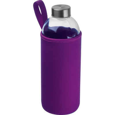 Livepac Office Trinkflasche Trinkflasche aus Glas mit Neoprensleeve / 1000ml / Neoprenfarbe: lila