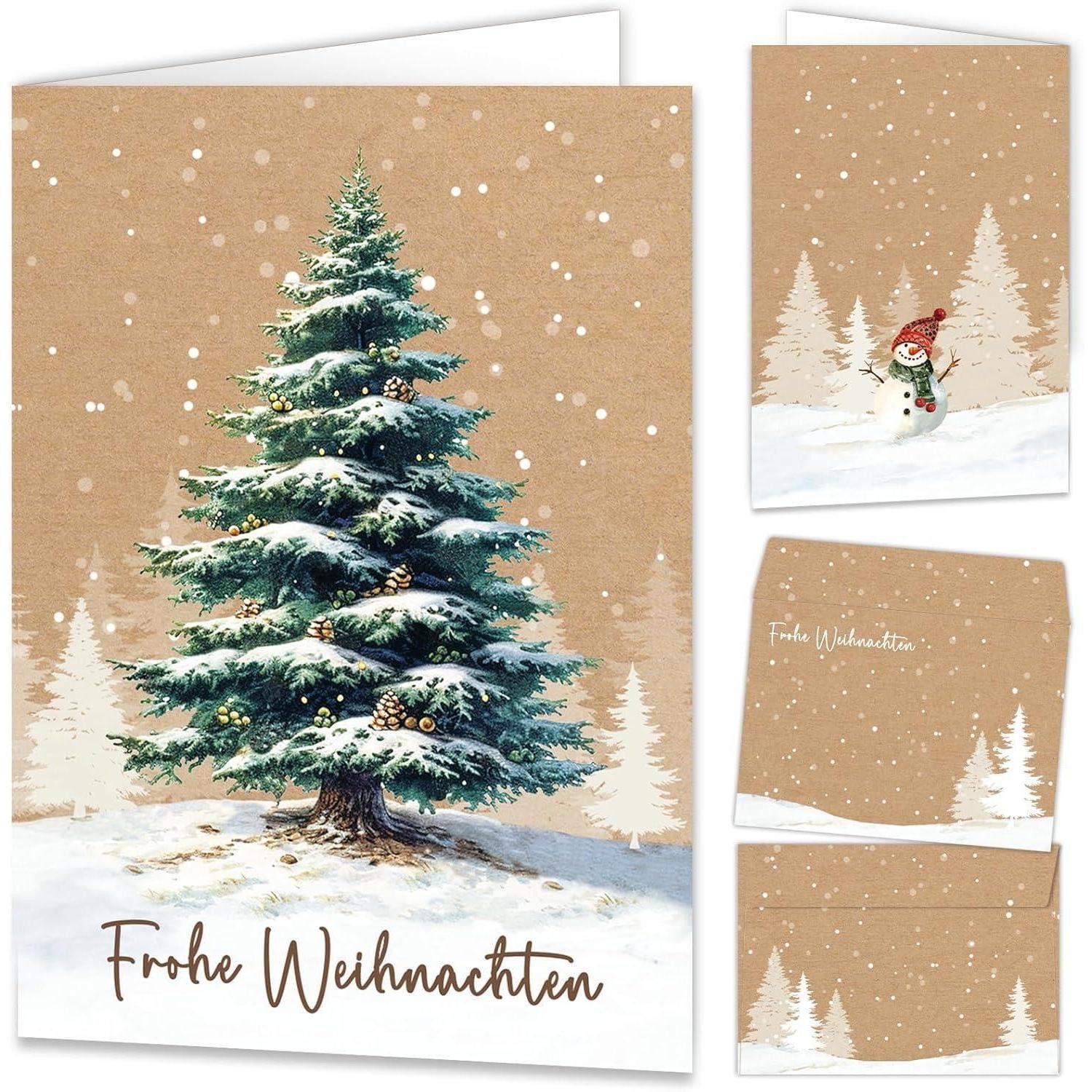 LuxusKollektion Weihnachtskarte Weihnachtskarten Klappkarten Umschlag 15er Set C