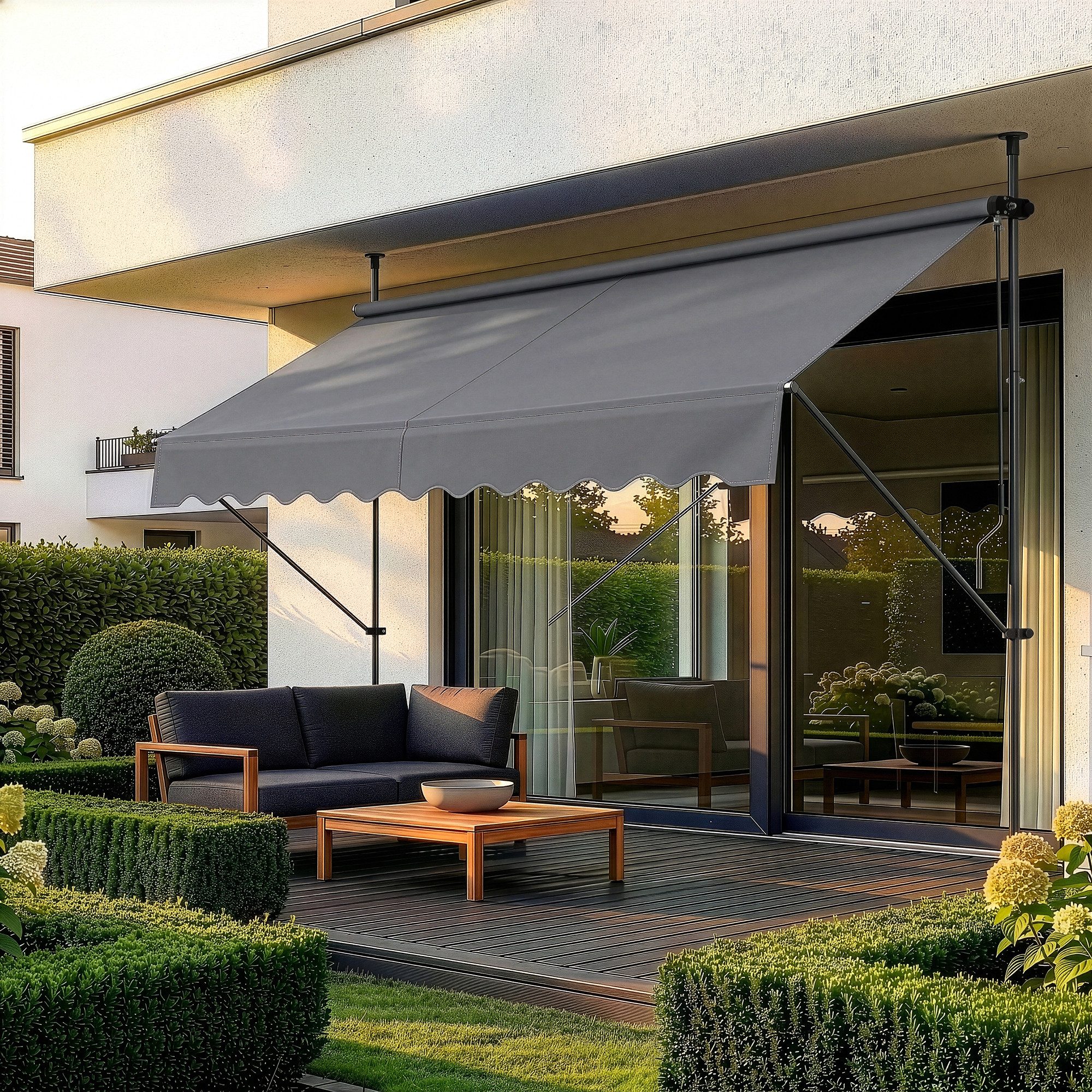 pro.tec Klemmmarkise »Stem« ohne Bohren Stahlgestell 200x120x220-309 cm Mittelgrau