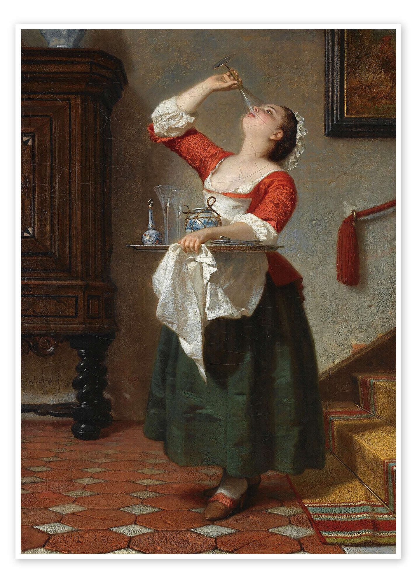 Posterlounge Wandbild Das Naschkätzchen, Wilhelm August Lebrecht Amberg, erhältlich als Poster, Leinwandbild, Wandsticker oder Acrylglasbild