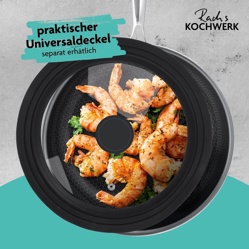 Rachs KOCHWERK Bratpfanne Edelstahl-Pfanne 24cm mit Wabenstruktur, Antihaft-Effekt Induktionsherd Keramik Gas Elektro Infrarot hoher Rand