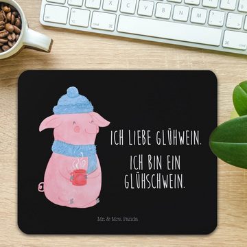 Mr. & Mrs. Panda Mauspad Schwein Glühwein - Schwarz - Geschenk, Mousepad, PC Zubehör, Einzigar (1-St), Rutschfest