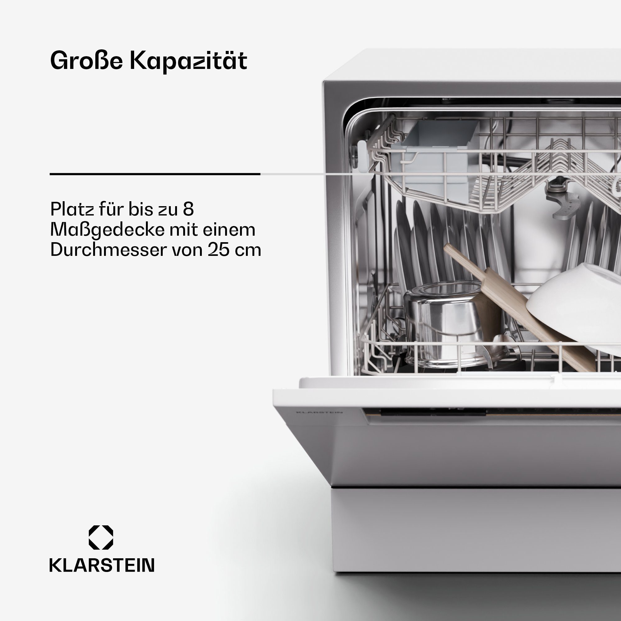 Klarstein Standgeschirrspüler 10045371, 8 l, Spühlmaschine freistehend Aqua Stop Kindersicherung