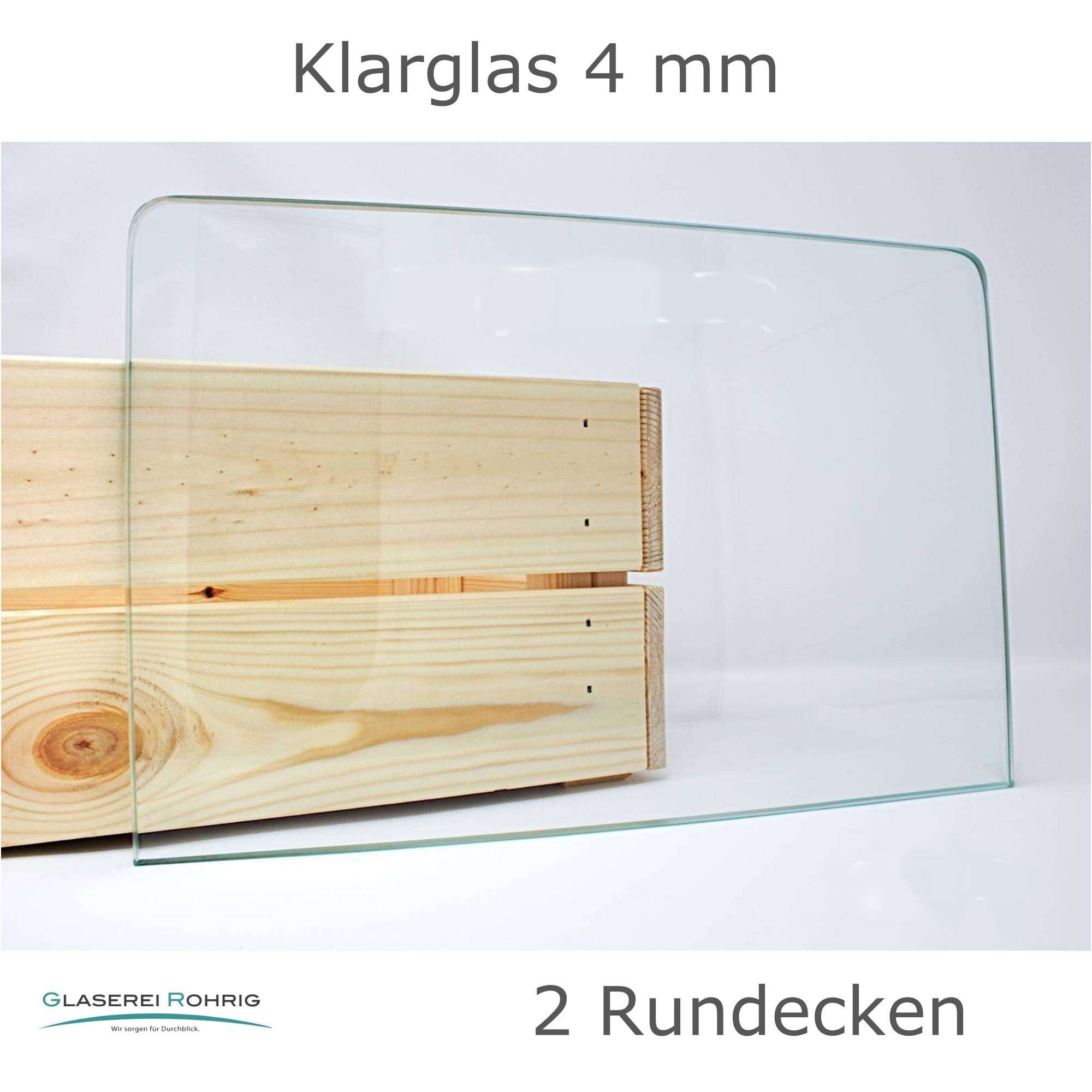 EUR/qm) Klarglas - Rundecken Viele Kühlschrank 2 - - (89,96 Maße! 4 mm Glaserei Rohrig Einlegeboden