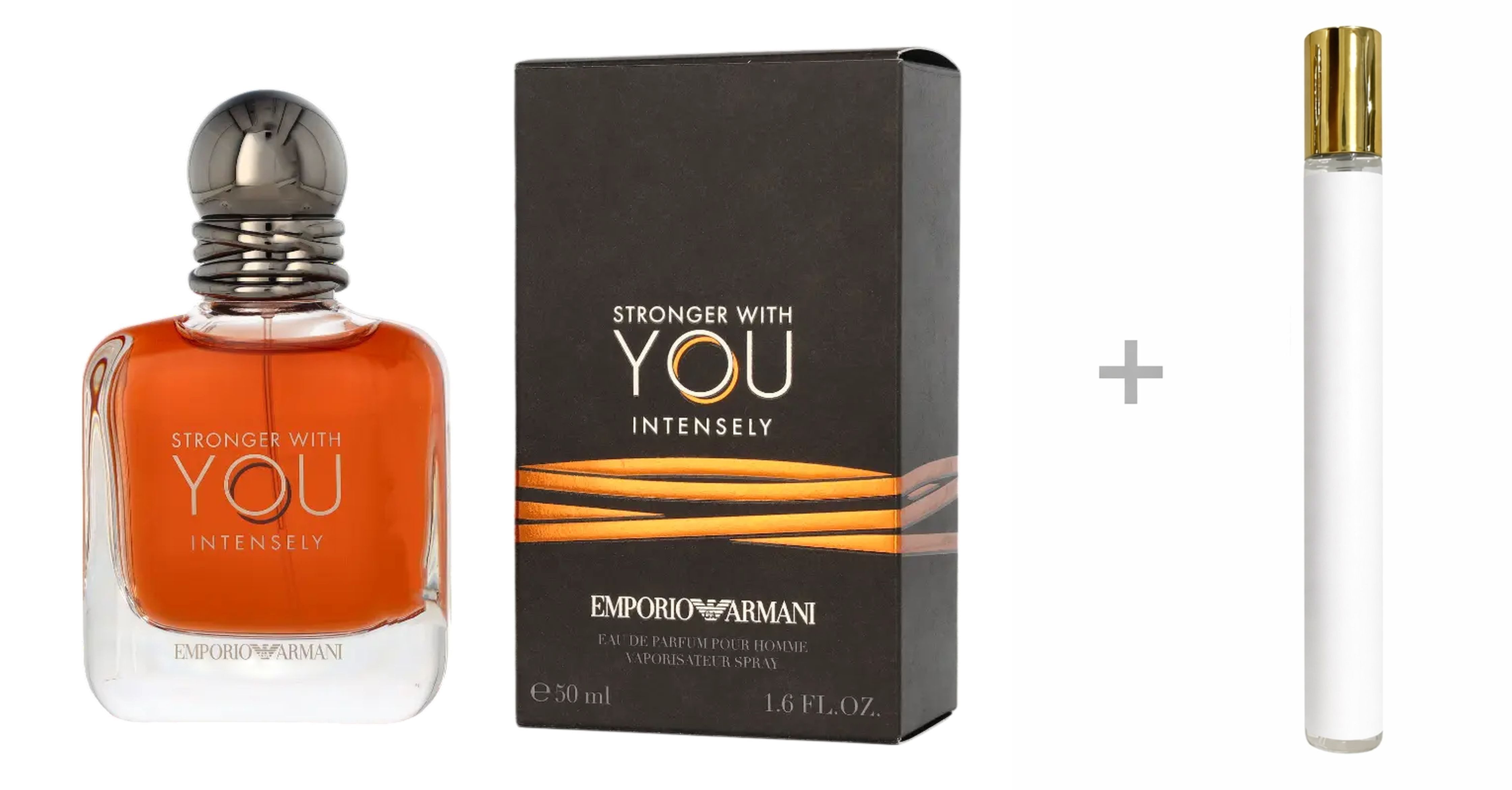 Emporio Armani Duft-Set Stronger With You Intensely Eau de Parfum (EDP) Herren Spray, Süß-würziger Duft mit Rosa Pfeffer, Zimt und Vanille - mit Reiseduft