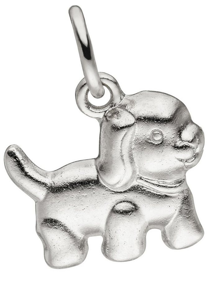 JOBO Kettenanhänger Anhänger Hund, 925 Silber, Höhe ca. 11,1 mm, Breite ca.  11,3 mm, Tiefe ca. 1,9 mm