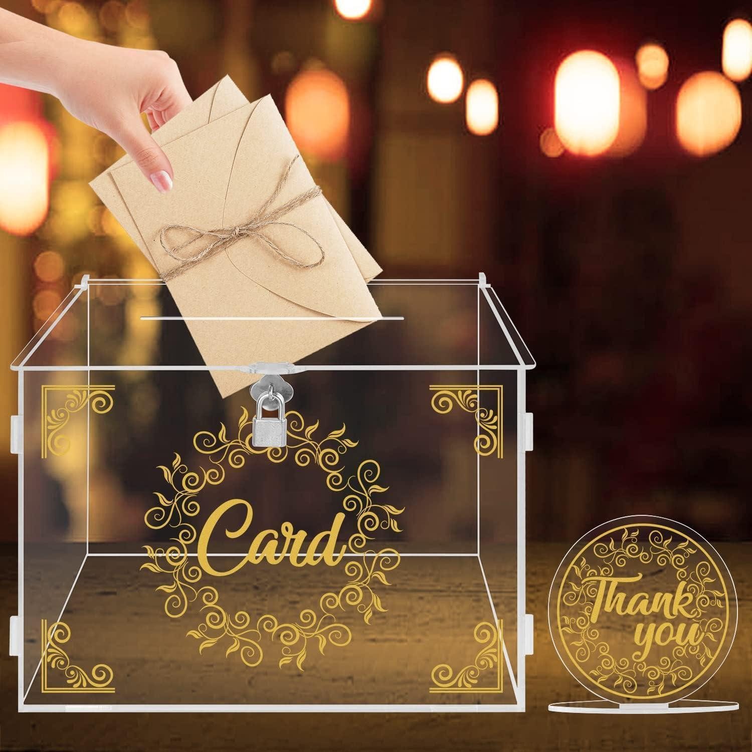 Benjia Geschenkbox Hochzeit Kartenbox Acryl Vintage Groß Geld Box Schlitz Hochzeit