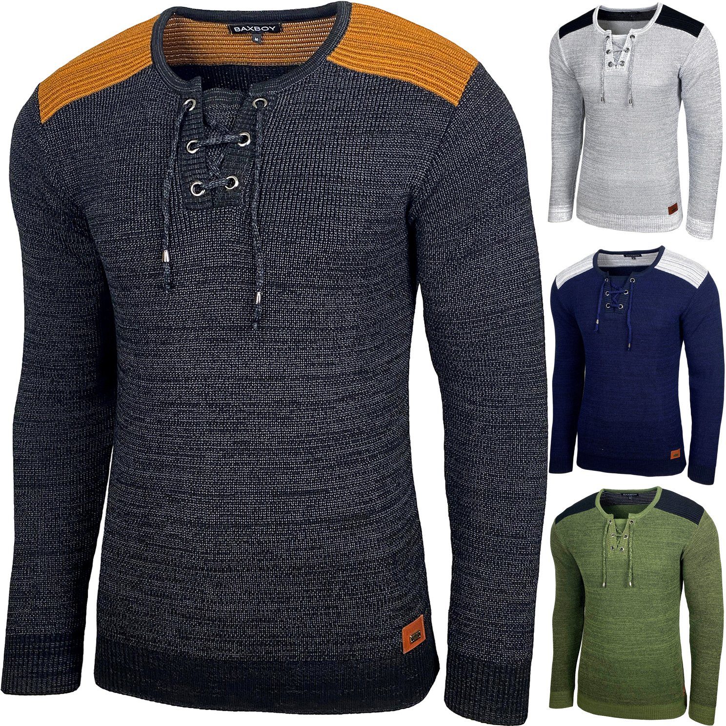 Baxboy Strickpullover Baxboy Herren Pullover V-Neck Strick-Pullover Moderner Männer 52205