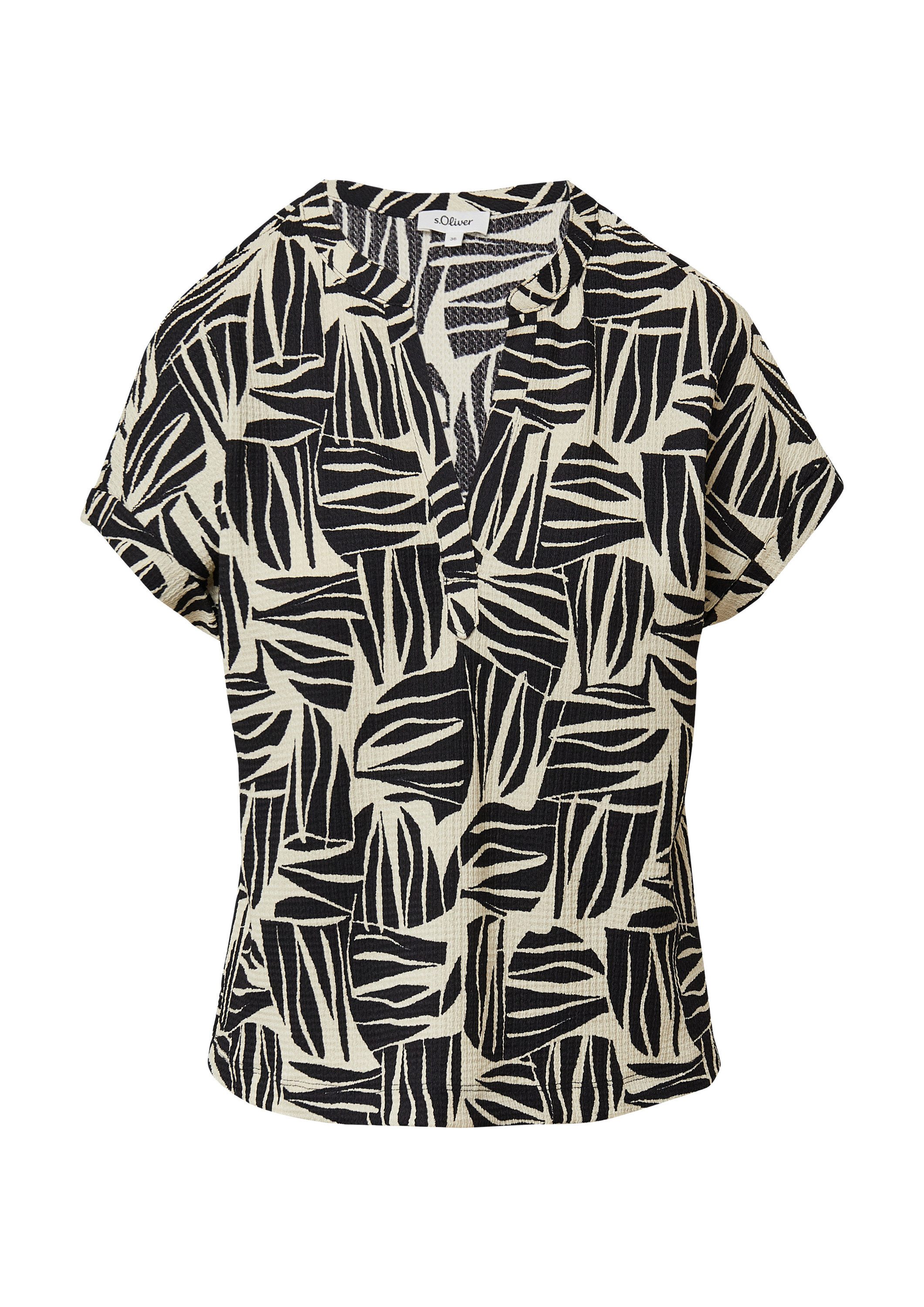 s.Oliver Kurzarmshirt T-Shirt Strukturiertes Blusenshirt im Relaxed Fit günstig online kaufen