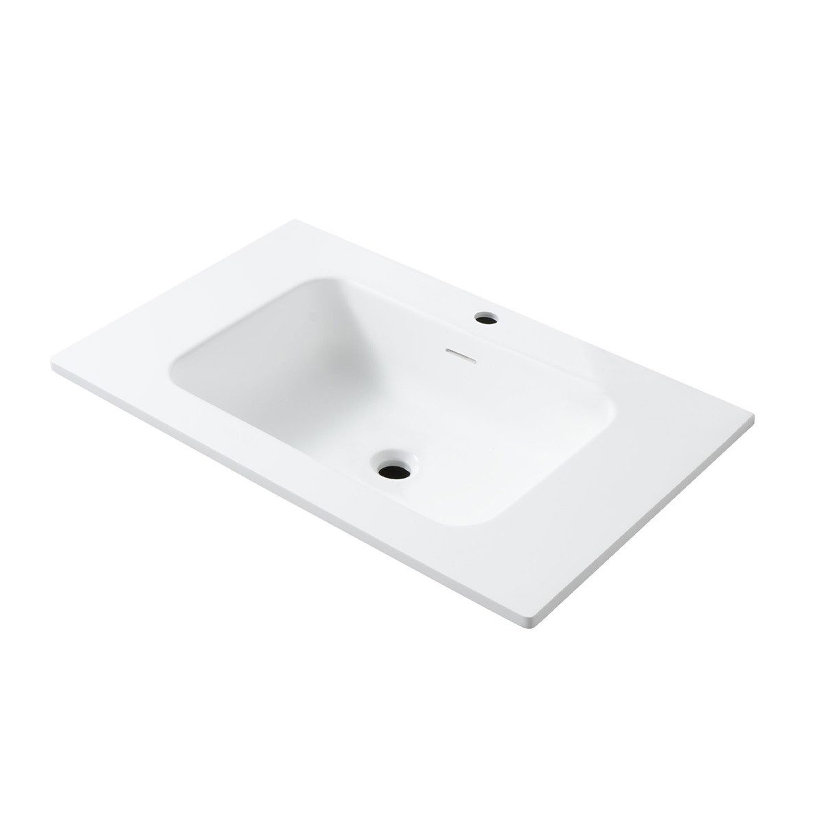 Belvit Waschbecken BV-WB5013-1 (einzel, 1-St), Aufsatzwaschbecken 80 cm Mattweiß Mineralguss mit Überlauf und