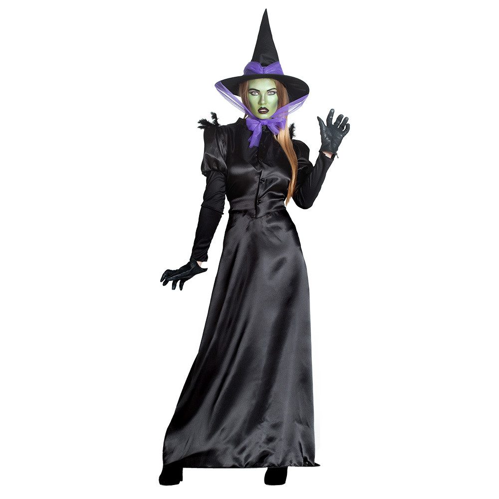 Kostüm Raben Hexe Halloween Kostüm für Damen, Schwarz mi
