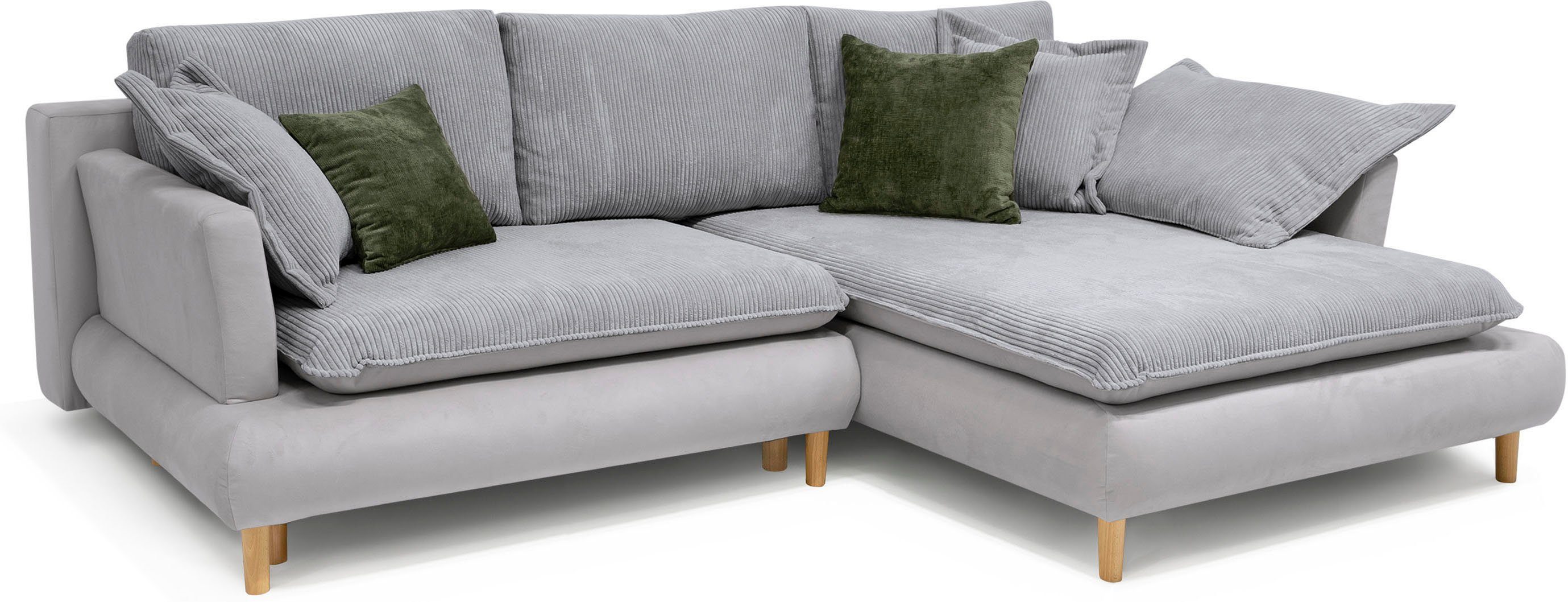 Bettfunktion AB und mit Bettkasten Mandela, COLLECTION Ecksofa hellgrau