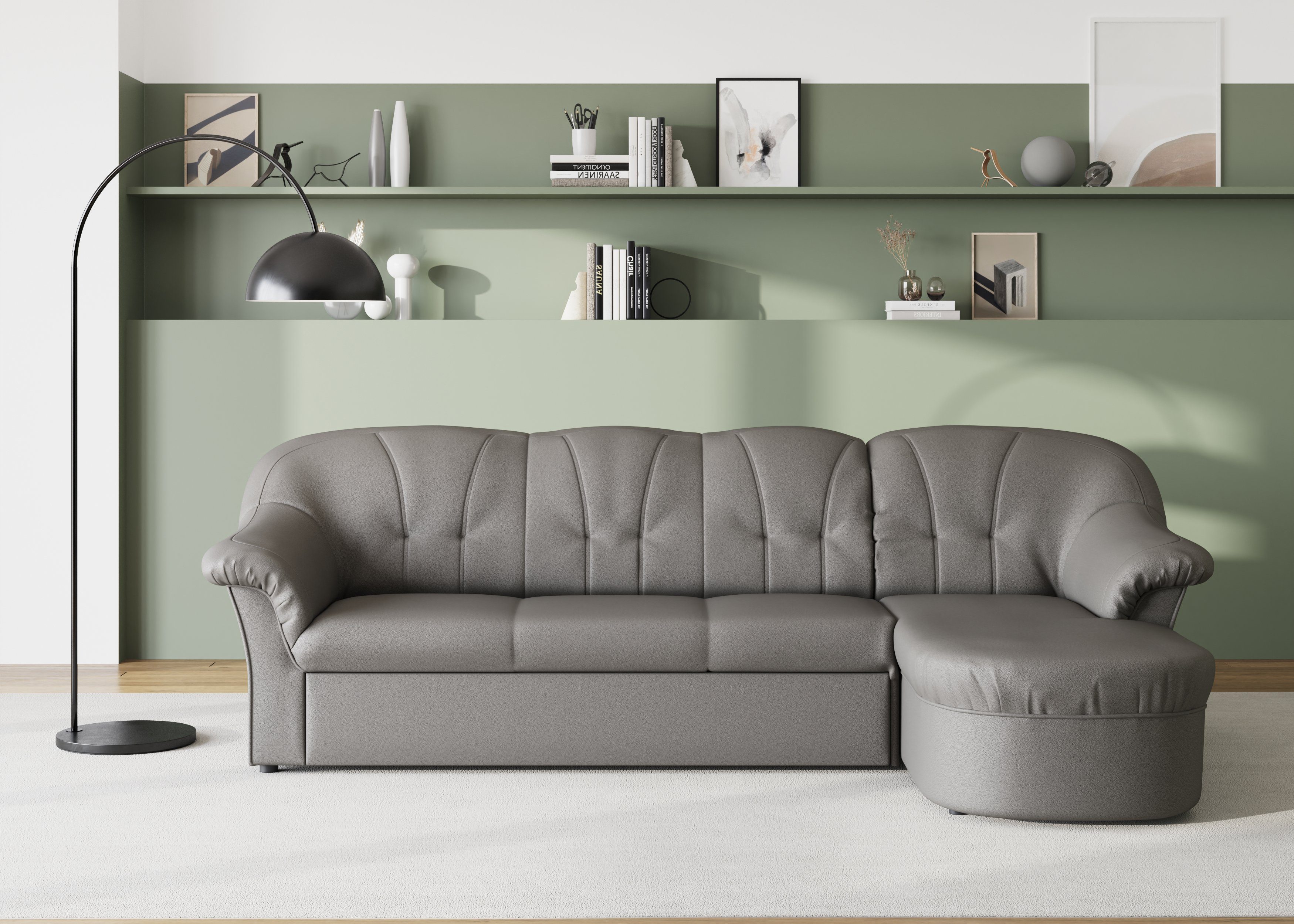 DOMO collection Ecksofa "Pegnitz, elegante Rückensteppung, kompakte Stellma günstig online kaufen