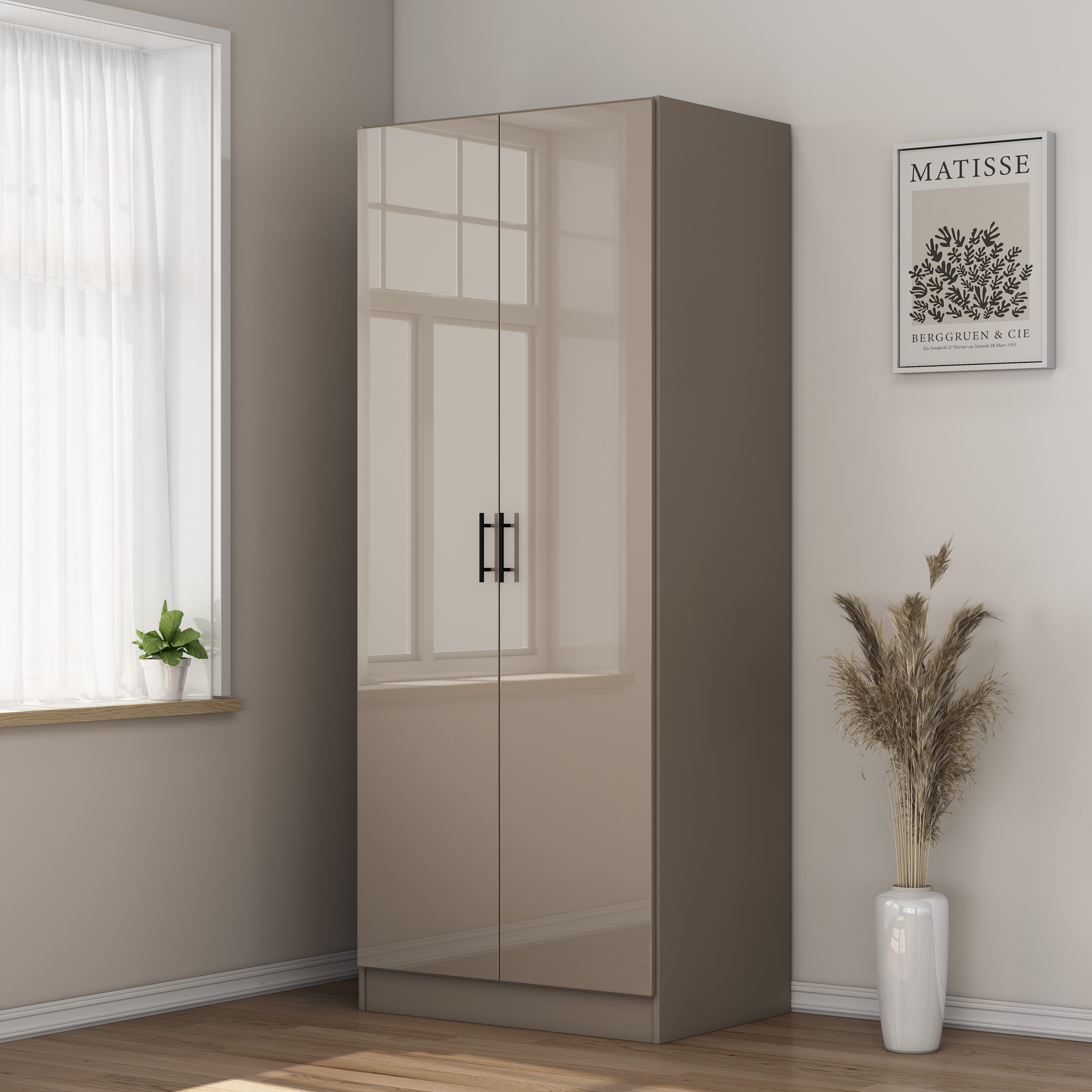 OTTO home Kleiderschrank Trento Schlafzimmerschrank Breite 81cm hochglanz Schrank Garderobe Drehtürenschrank mit perfekter Innenausstattung