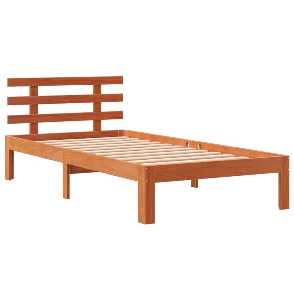 vidaXL Bett Massivholzbett ohne Matratze Wachsbraun 100x200 Kiefernholz
