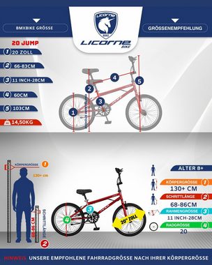 Licorne Bike BMX-Rad Licorne Bike Jump Premium BMX 360° Rotor-System, 4 Stahl Pegs