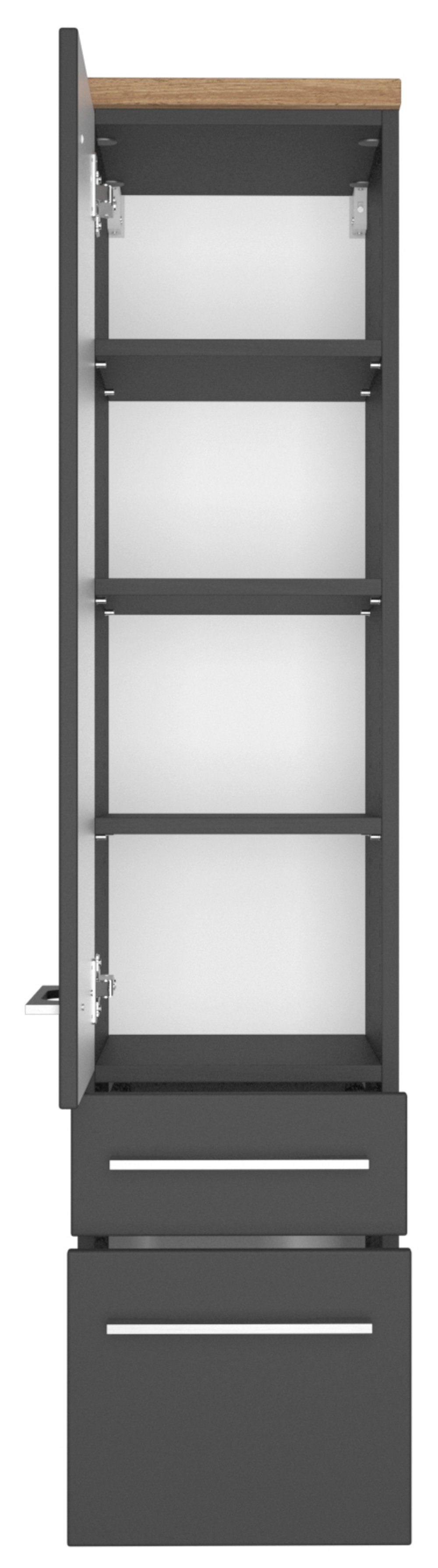 HELD MÖBEL Hochschrank Midischrank Davos 30 cm graphit/matt grau
