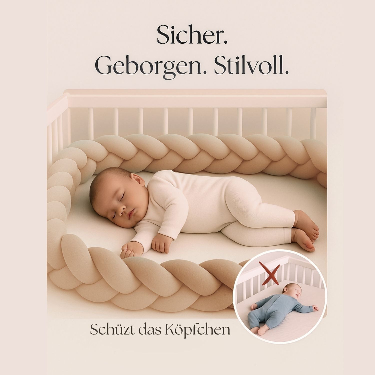 Nordic Coast Company Nestchenschlange XXL Bettschlange geflochten, Bettschl günstig online kaufen