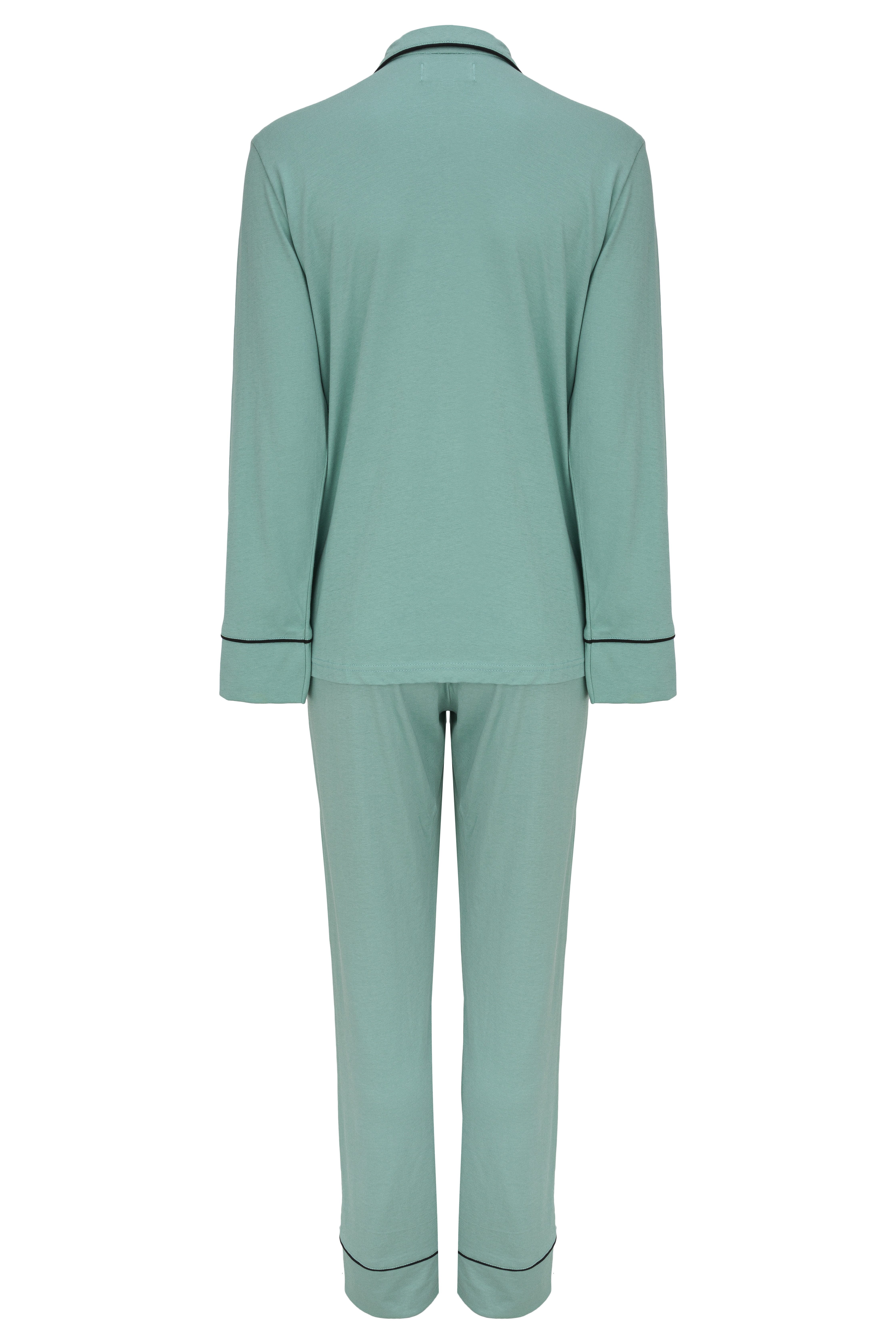 SNOOZE OFF Pyjama Schlafanzug in hellgrün (2 tlg., 1 Stück) mit Kontrastpas günstig online kaufen