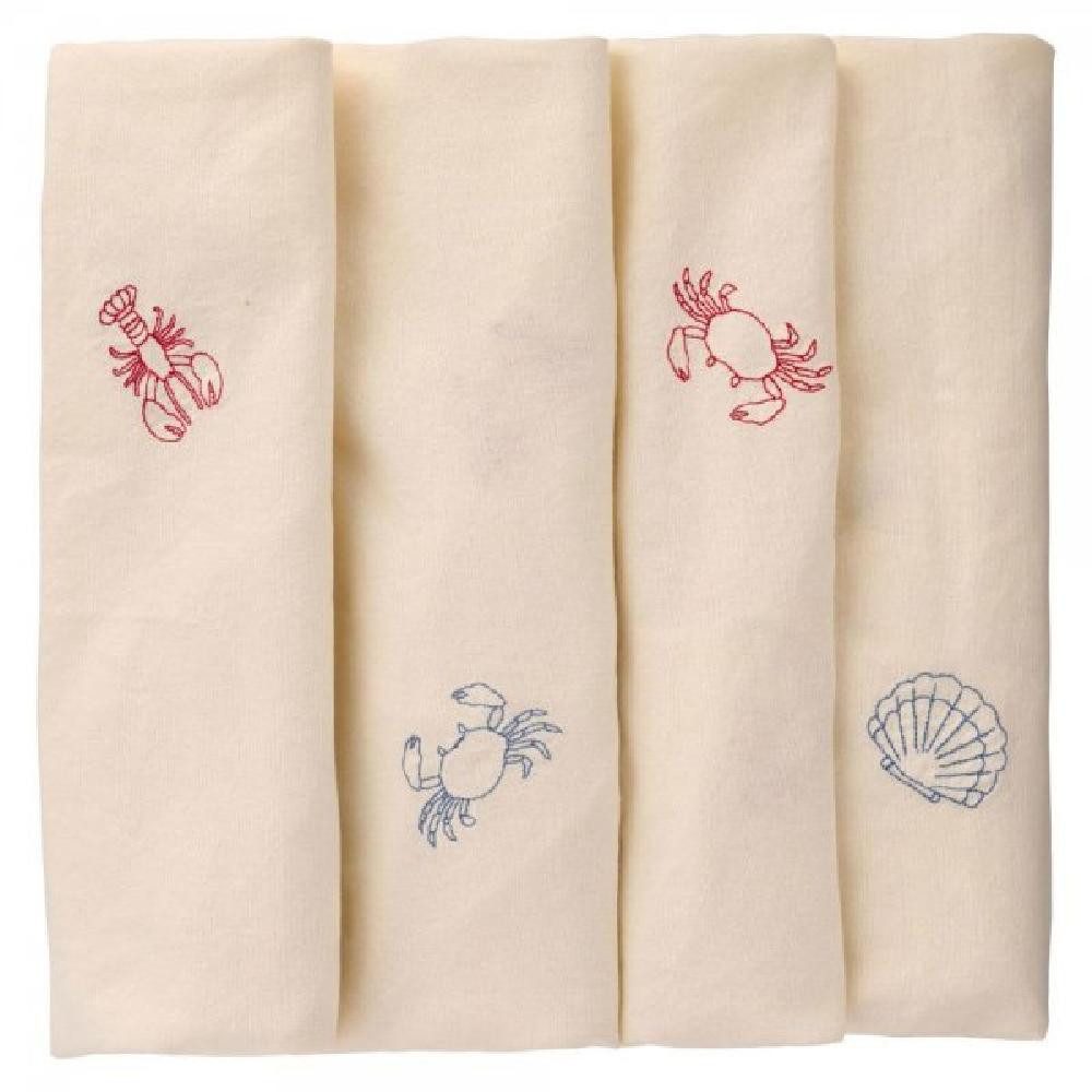 Ib Laursen Tischdecke Ib Laursen Tischdecke Atlantic Quadratisch mit aufgestickten Meerestie