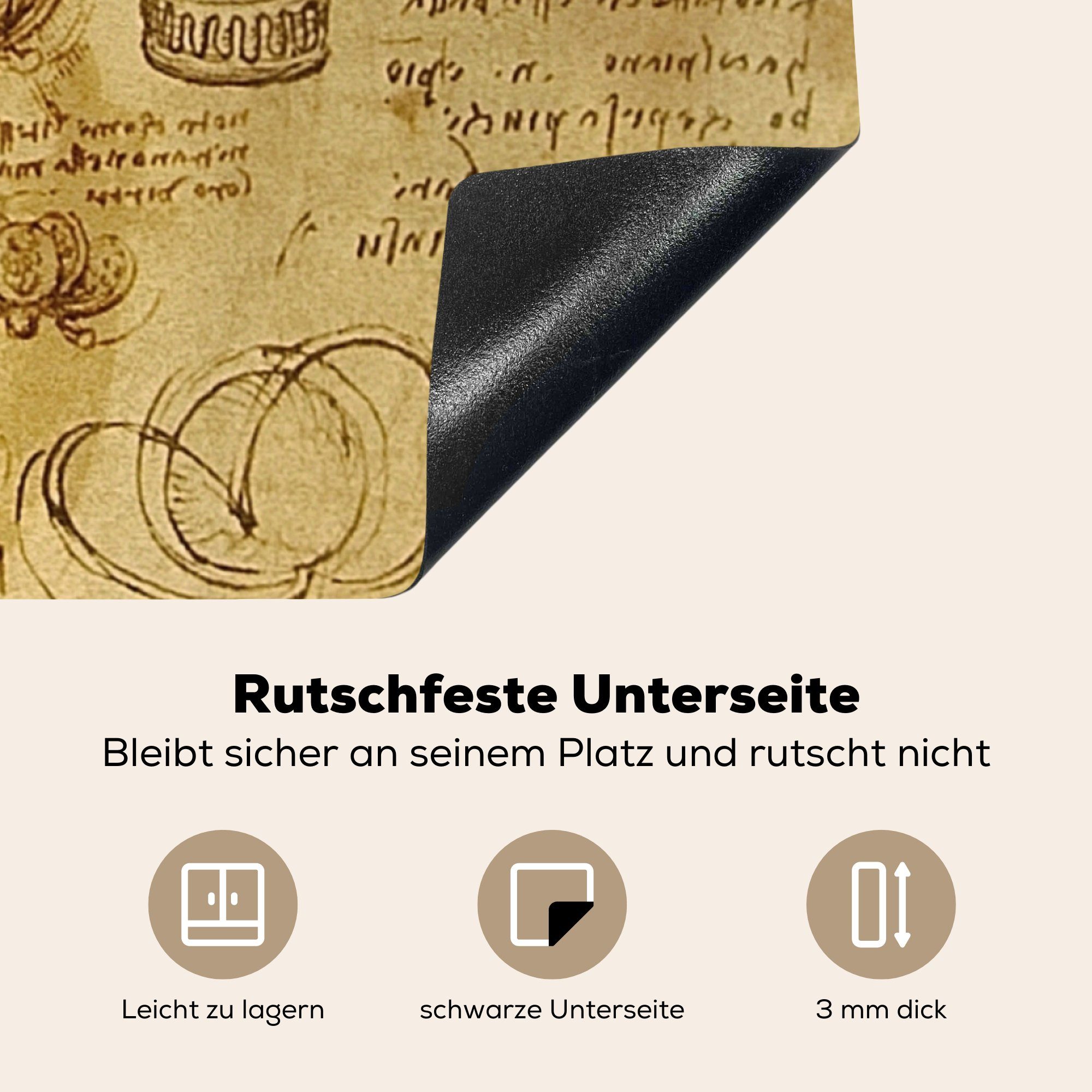 für Leonardo tlg), (1 MuchoWow Herdblende-/Abdeckplatte cm, Arbeitsplatte Ceranfeldabdeckung, küche da 78x78 Vinyl, Vinci,