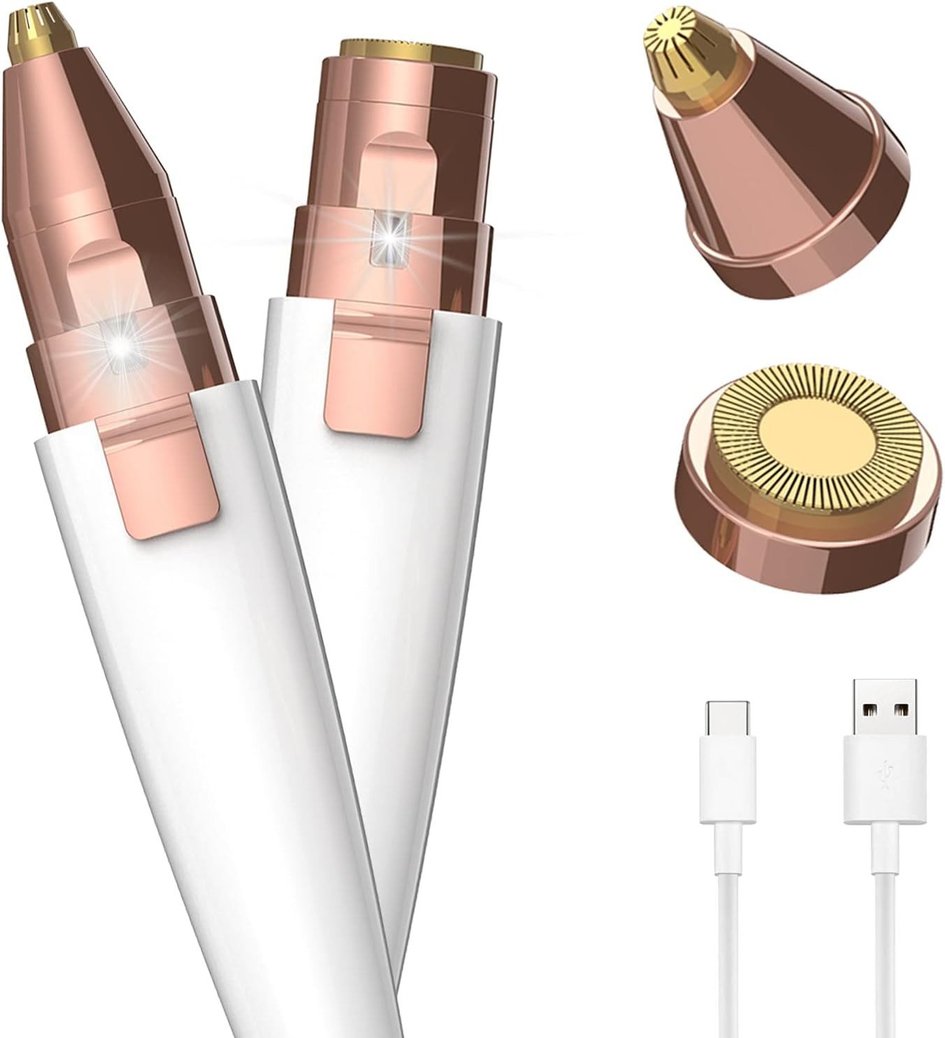 TUWENA Gesichtsepilierer Elektrischer 2-in-1-Augenbrauentrimmer mit zwei Klingen, Doppelfunktion, wasserdicht