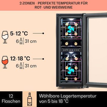 Klarstein Weinkühlschrank Shiraz, für 12 Standardflaschen á 0,75l,Wein Flaschenkühlschrank Weintemperierschrank Weinschrank Kühlschrank