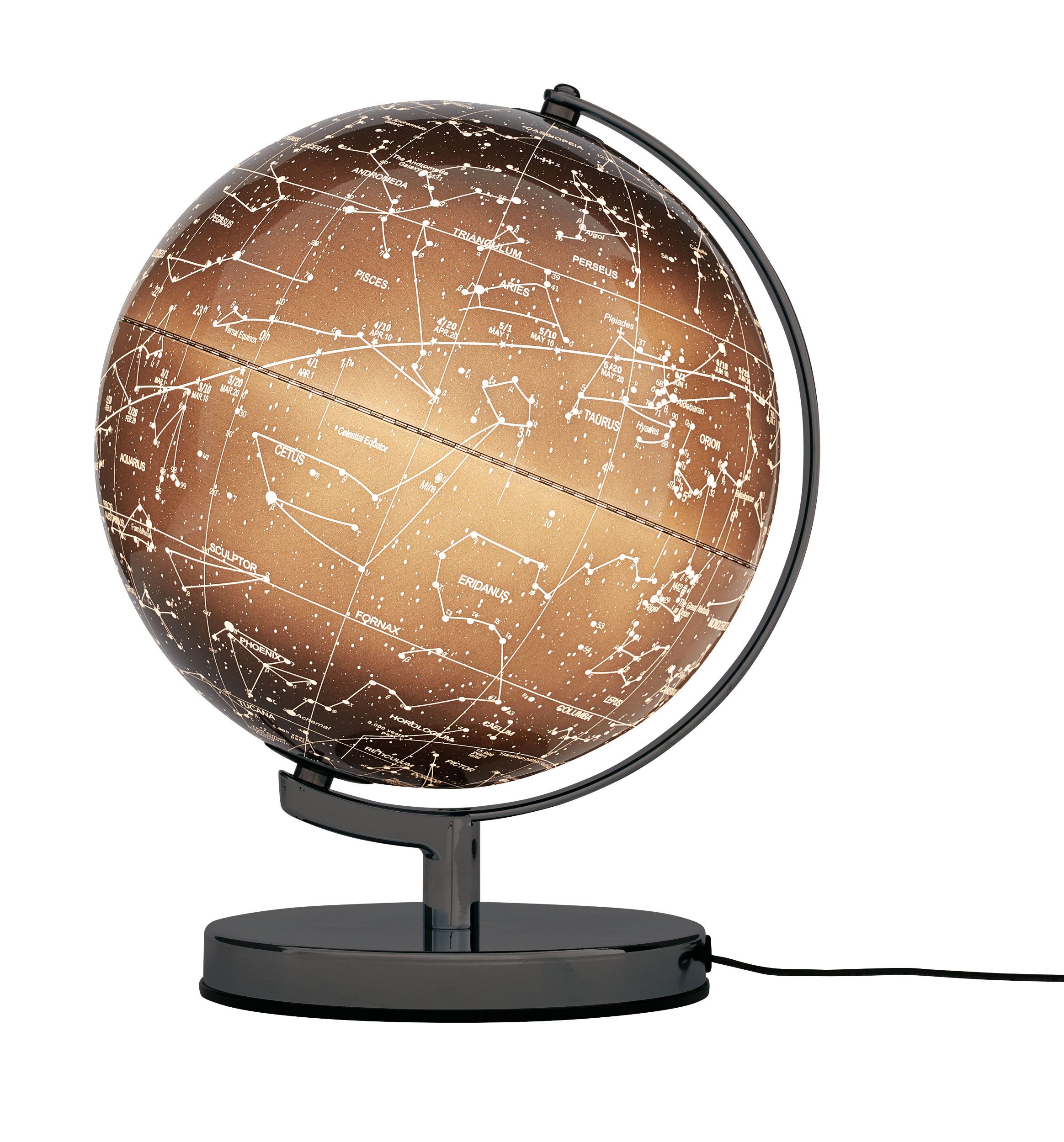 TROIKA Globus TERRA LIGHT, Warmweiß LED Tischglobus, drehbarer Achse & Metallfuß, (25 cm Durchmesser), 25 x 25 x 30 cm, englische Beschriftung, verschiedene Farben