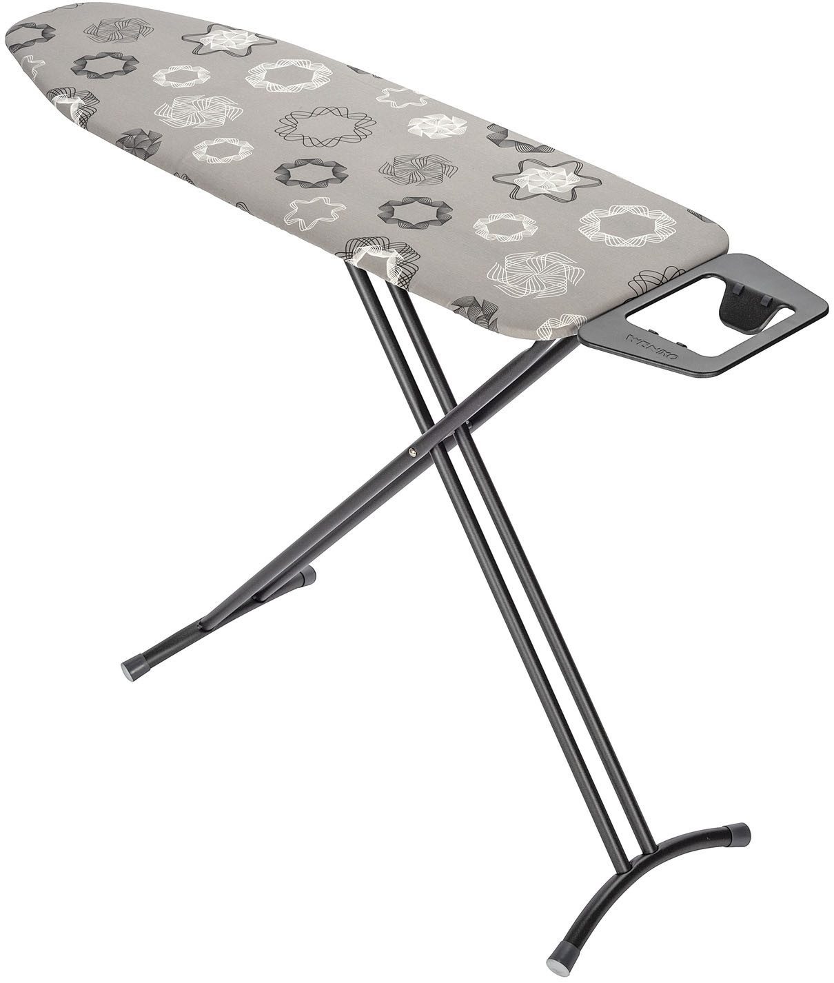 WENKO Bügelbrett Modell Classic Black, Bügelfläche 120x38 cm, höhenverstellbarer Bügeltisch, platzsparend klappbar