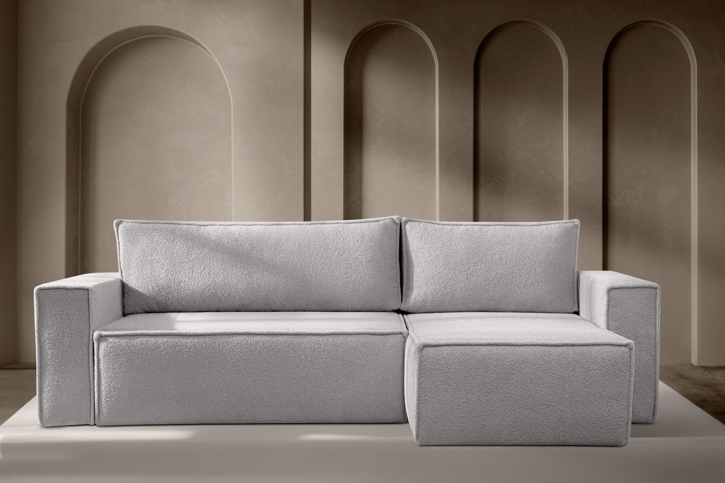 KONSIMO® Ecksofa NAPI Universal-Ecksofa links oder rechts, beidseitig, hergestellt in der EU, mit Schlaffunktion, Bettkasten, Modern