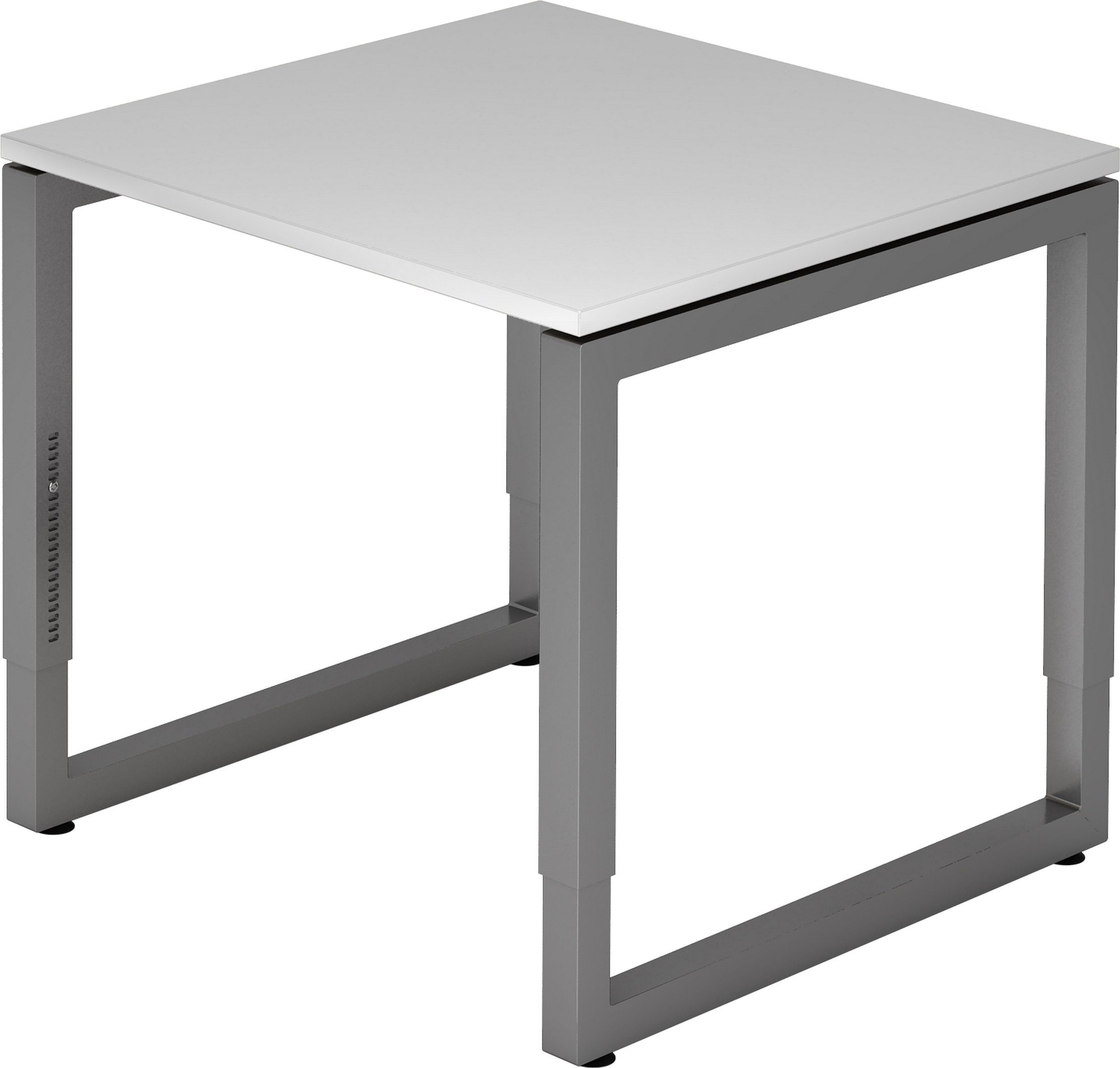 bümö Schreibtisch Schreibtisch Serie-R, Quadrat: 80 x 80 cm - Dekor: Grau - Gestell: Graphit