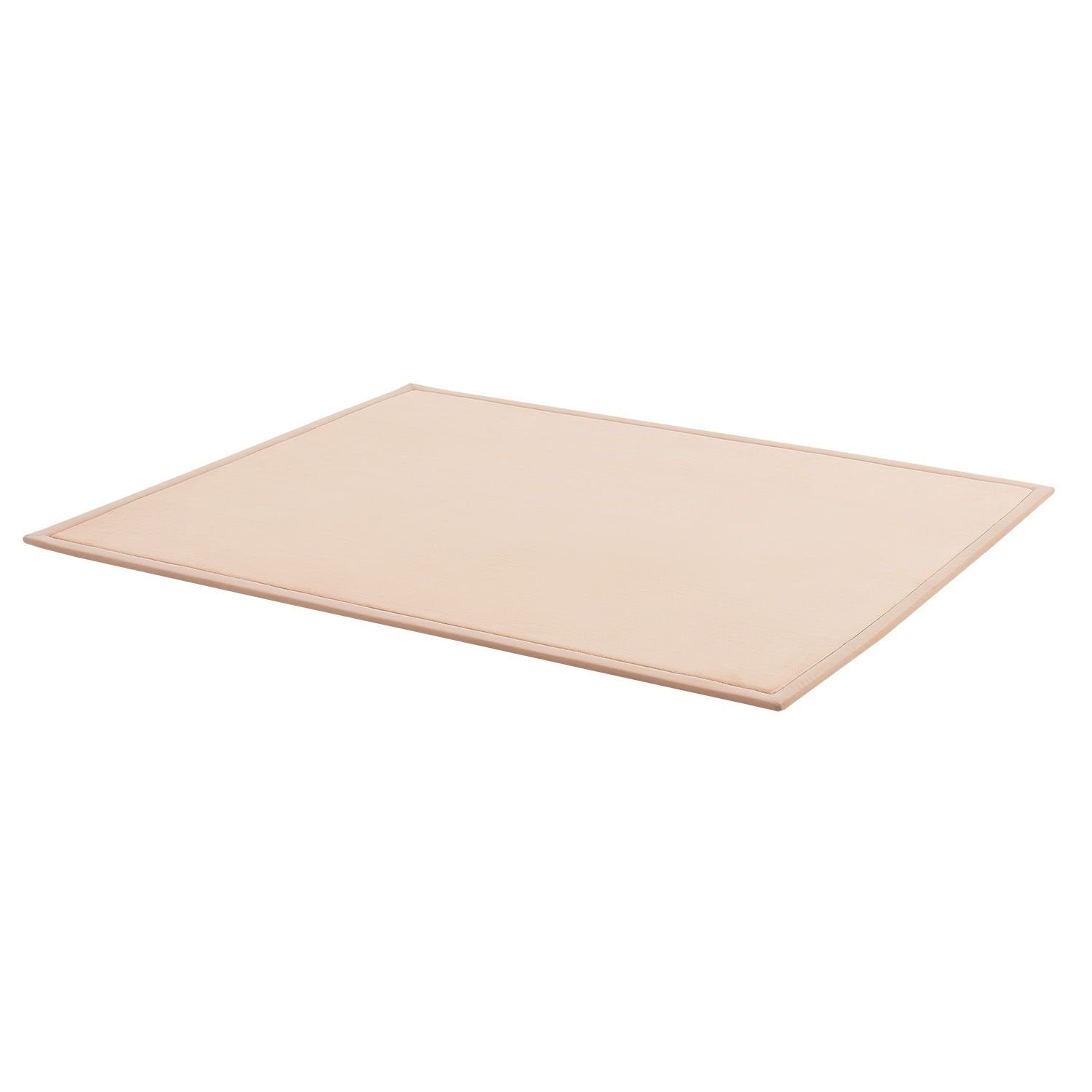 Juskys Puzzlematte Maila 220 x 180 cm in Beige aus Memory-Schaum mit flauschigem Bezug, Krabbeldecke mit rutschhemmenden Noppen, aufrollbar, auch für Yoga