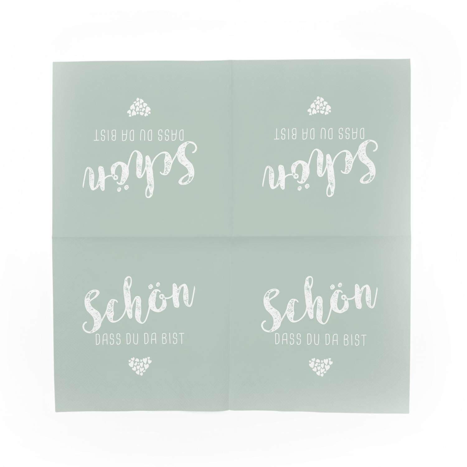 itenga Papierserviette itenga 6x Windlicht + 40x Servietten - Schön dass du da bist - Eukalyp – Bild 4 von 4