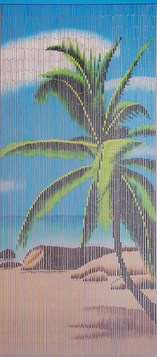 CONACORD Türvorhang Decona Paradise Dekovorhang bunt, Hakenaufhängung, halbtransparent, 90 x 200 cm, Bambus - blickdicht dank hoher Stranganzahl