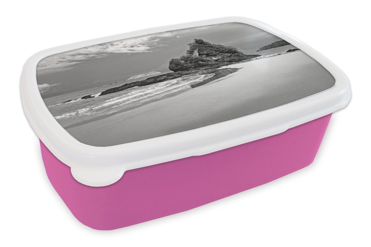 Rica (2-tlg), MuchoWow Kunststoff, für Brotbox rosa in Kunststoff Weiß, Brotdose Erwachsene, Schwarz Snackbox, Kinder, Strand von und Lunchbox Mädchen, Das Paradies Costa am
