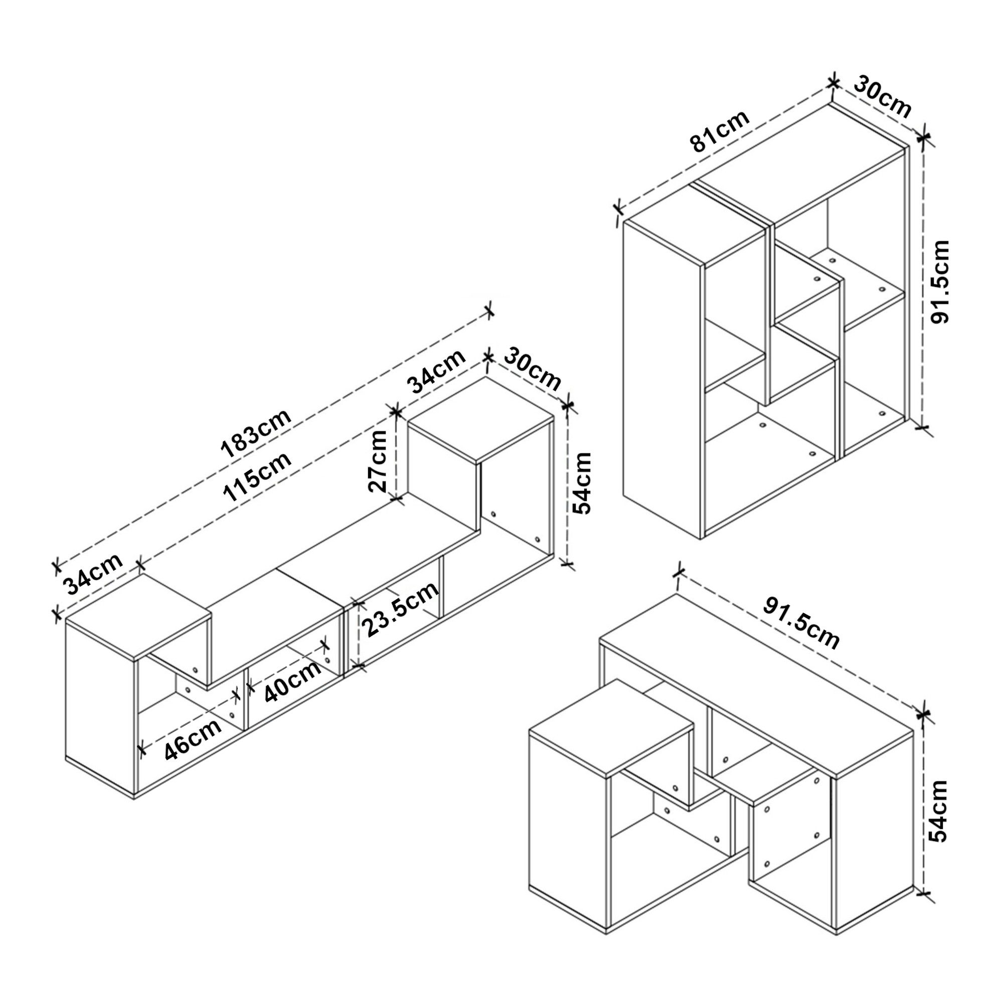 en.casa TV-Board (2 tlg), »Hustersurd« Modulares günstig online kaufen