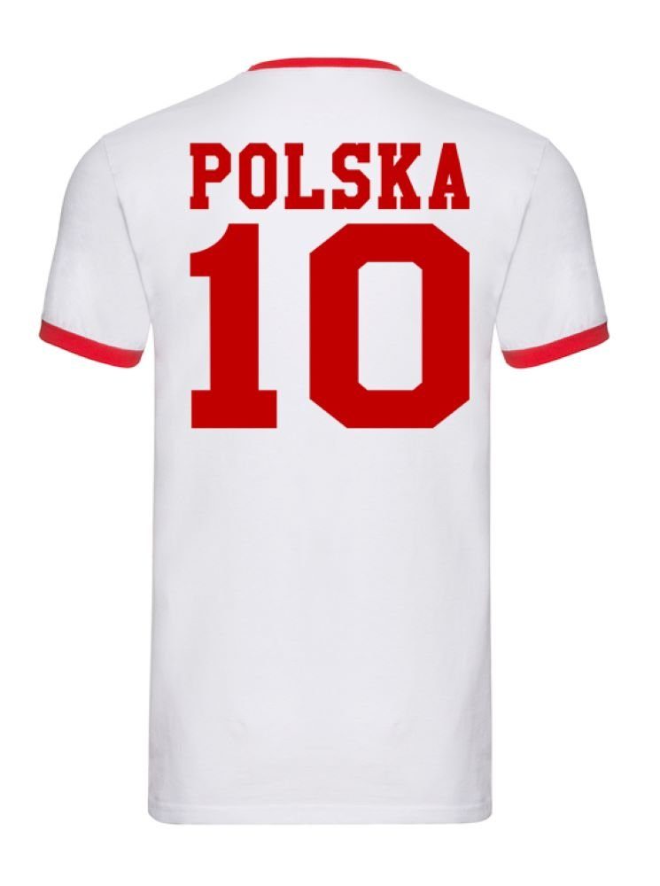 Blondie & WM EM Fußball Europa T-Shirt Sport Brownie Weltmeister Herren Polen Rot/Weiss Trikot Polska