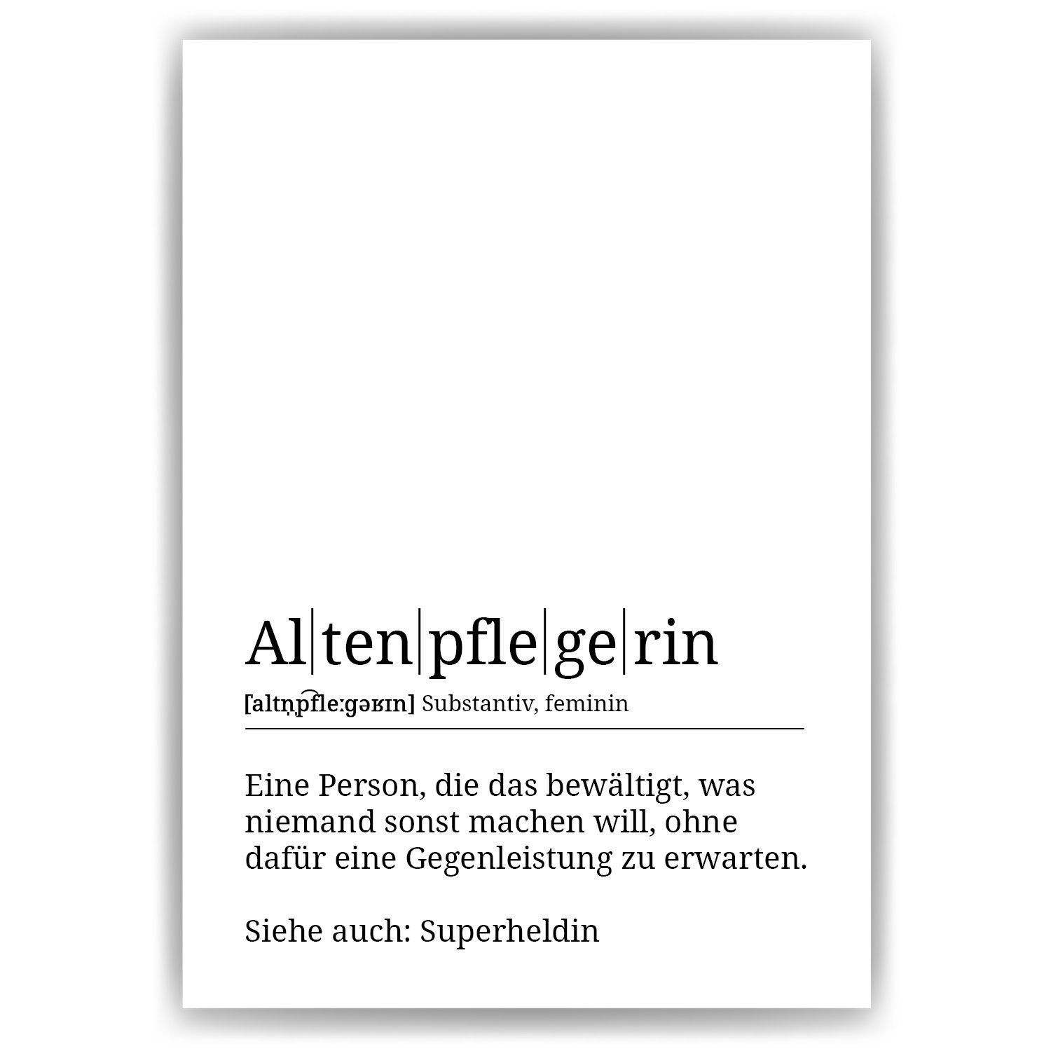 Tigerlino Poster Altenpflegerin Definition Mitarbeiterin Geschenk Wandbild