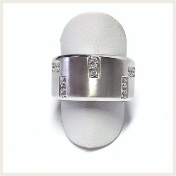 Edelschmiede925 Silberring breiter, matter Ring 925 Silber rhod mit Zirkonia #59