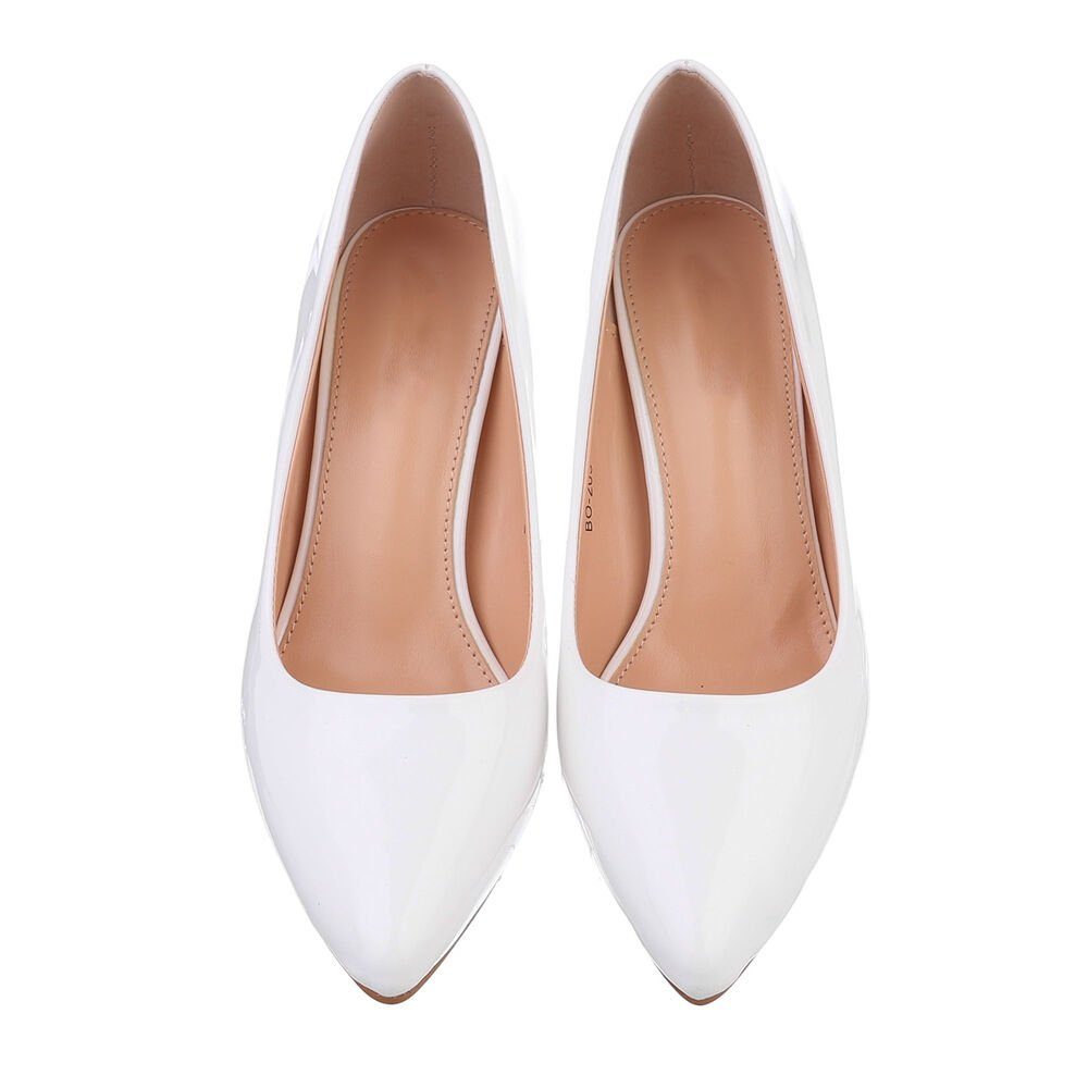 Ital-Design Damen Abendschuhe Elegant High-Heel-Pumps (85744352) Blockabsatz High Heel Pumps in Weiß
