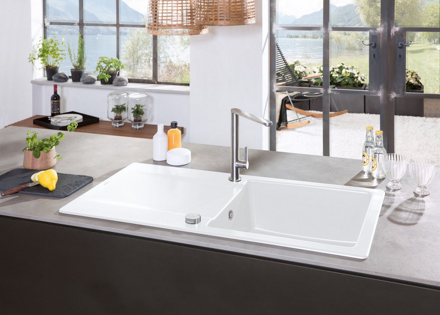 Thumbnail - Villeroy & Boch Einbauspüle Keramikspüle 333502AM, Siluet 50 - Hochwertige Spüle