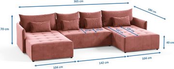 Beautysofa Ecksofa Ecksofa Schlaffsofa Ben U mit Schlaffunktion und Bettkasten Velour