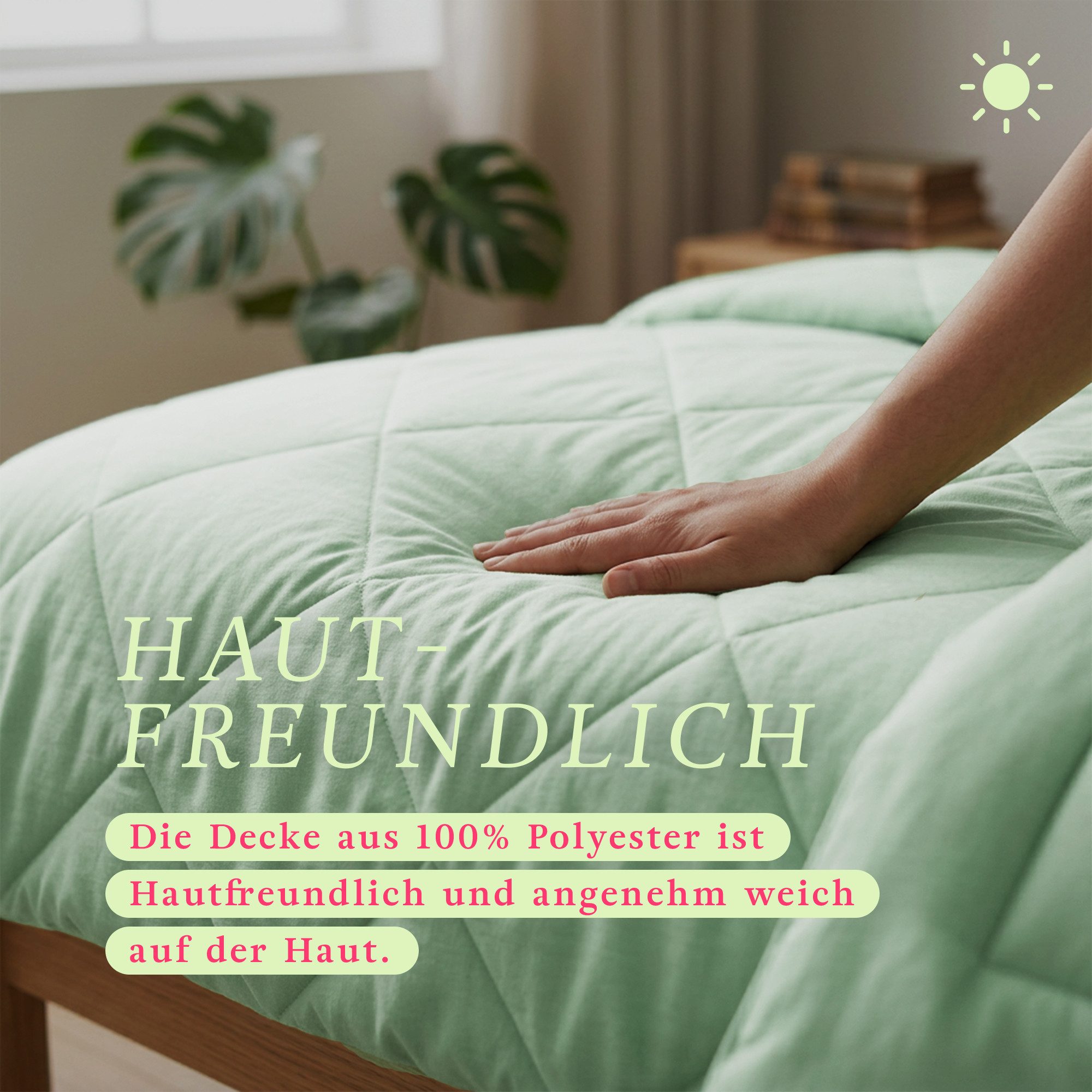 Bestlivings Microfaserbettdecke für den Sommer, Füllung: Polyester, Bezug: Polyester, leicht, samtig-weich, waschbar bis 60 °C, ohne Bettbezug nutzbar – Bild 4 von 5