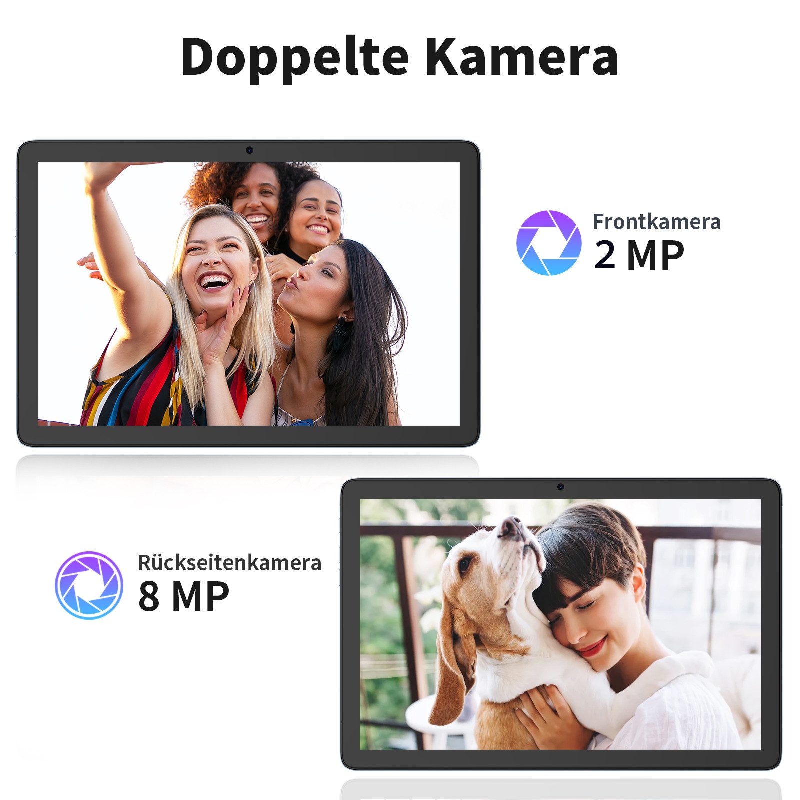 VASOUN Tablet (10 Zoll", 128 GB, Neueste Android, 8000 mAh Akku, 128GB ROM, 2MP+8MP, 1280*800 HD)