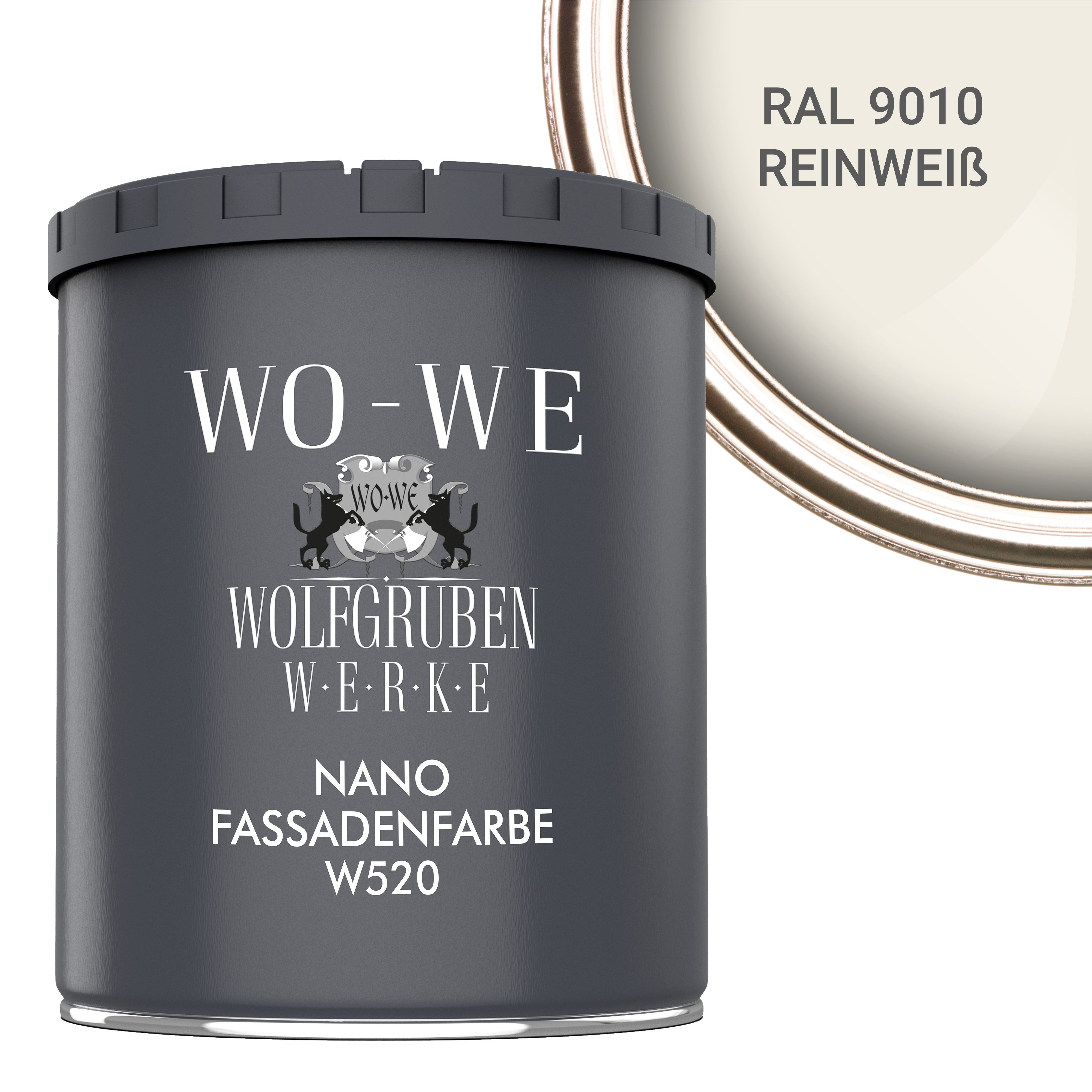 WO-WE Fassadenfarbe Nano Fassadenfarbe Außen Mauerfarbe Aussenfarbe W520, 0,75-20L, Hausfassaden