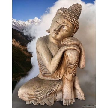 Asien LifeStyle Buddhafigur Buddha Figur Holz Statue Relax - 60cm groß